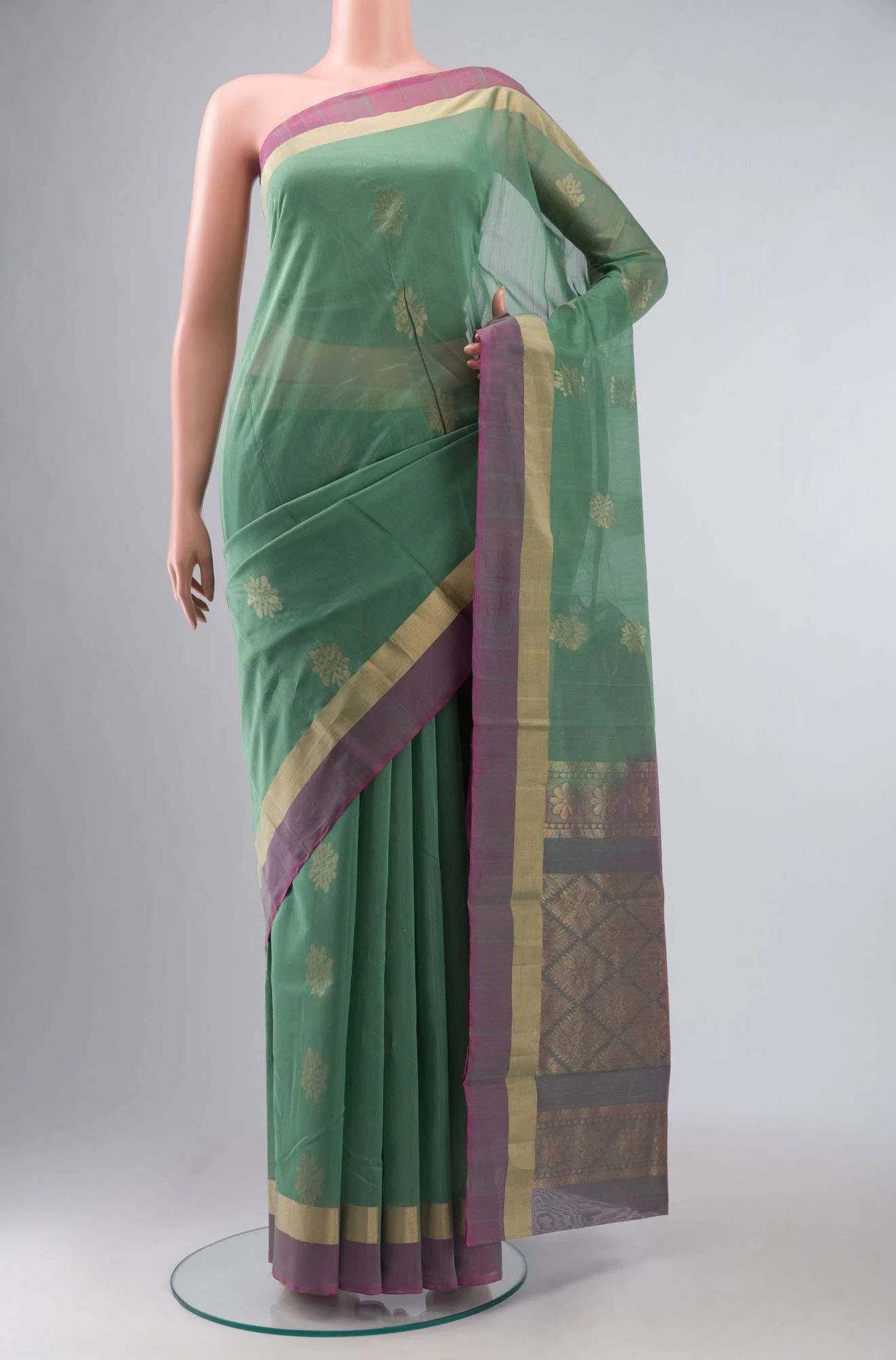 Green Silk Cotton Saree