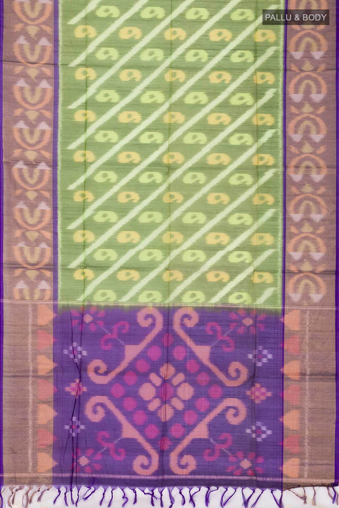 Green Silk Cotton Saree - Image 2