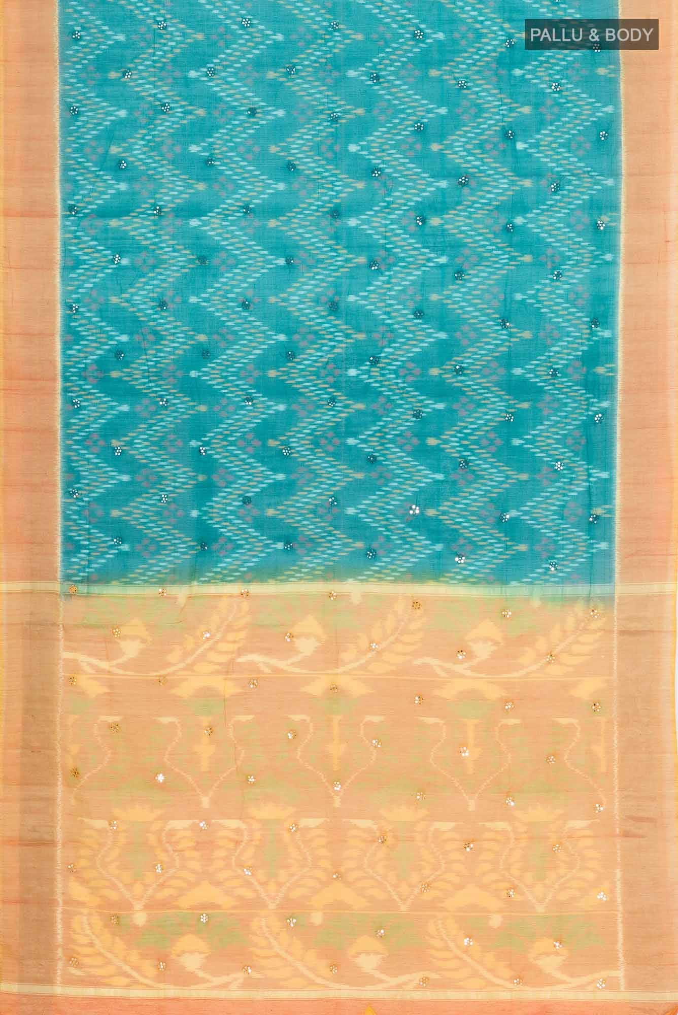 Green Silk Cotton Saree - Image 3