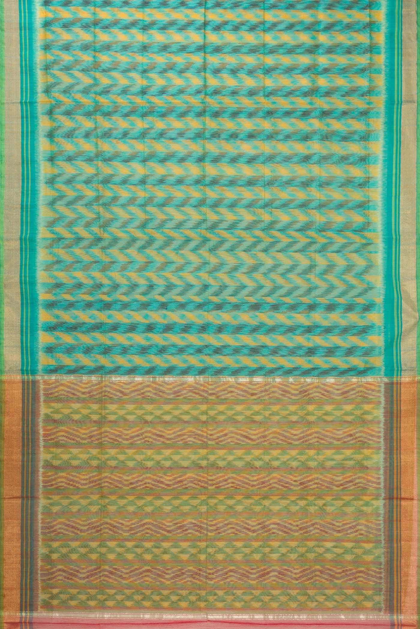 Green Silk Cotton Saree - Image 2