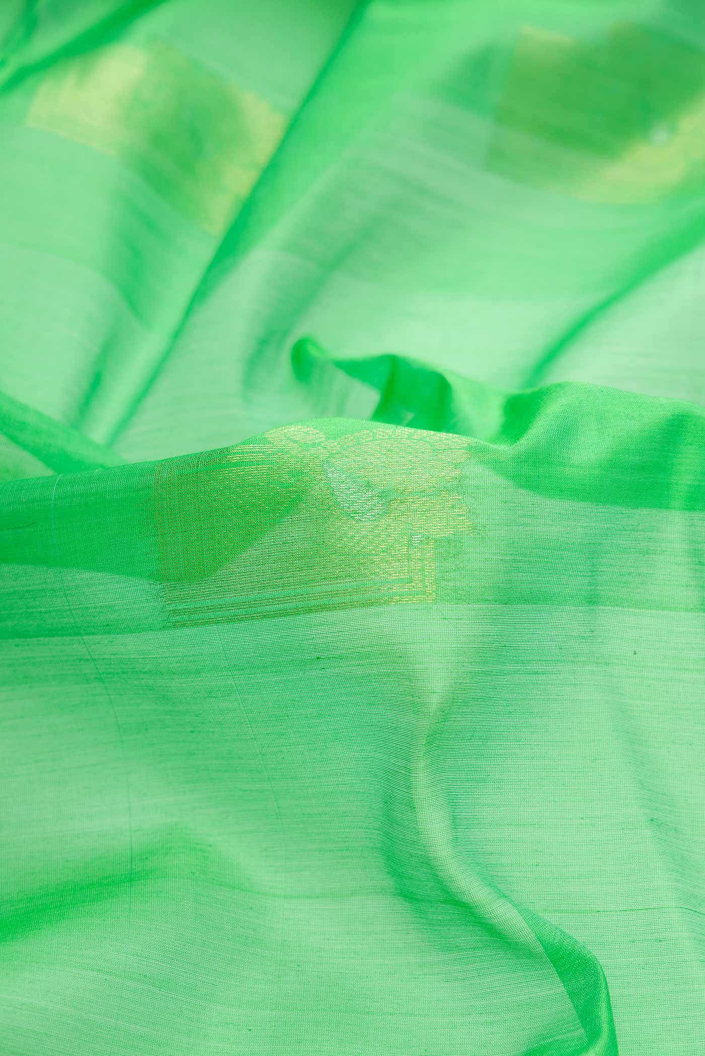 Green Silk Cotton Saree - Image 2