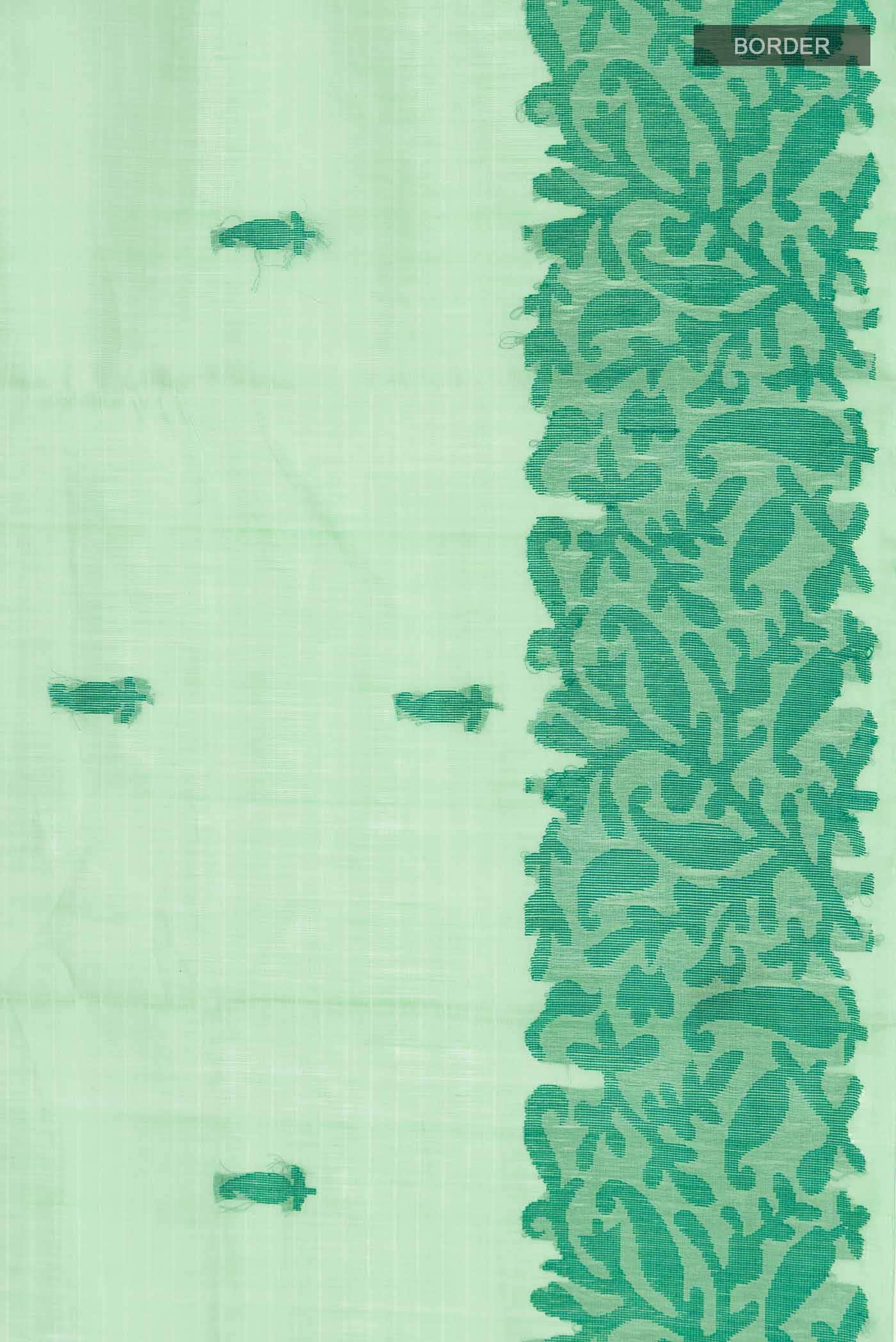 Green Silk Cotton Saree - Image 4