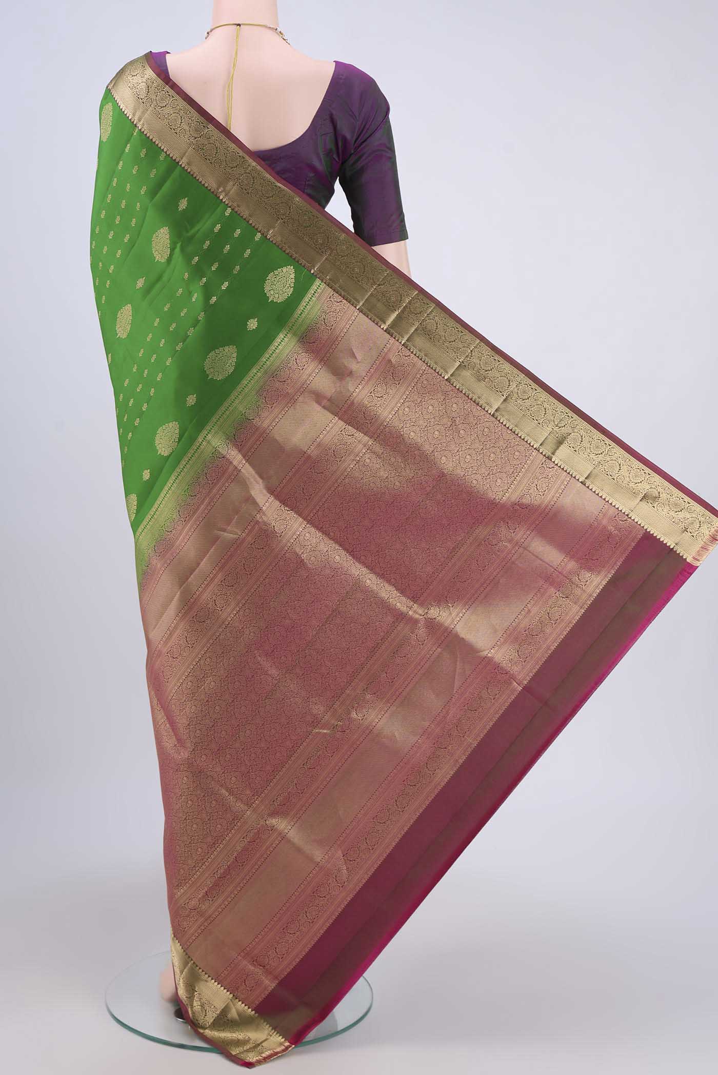 Green Soft Silk Saree - Image 3