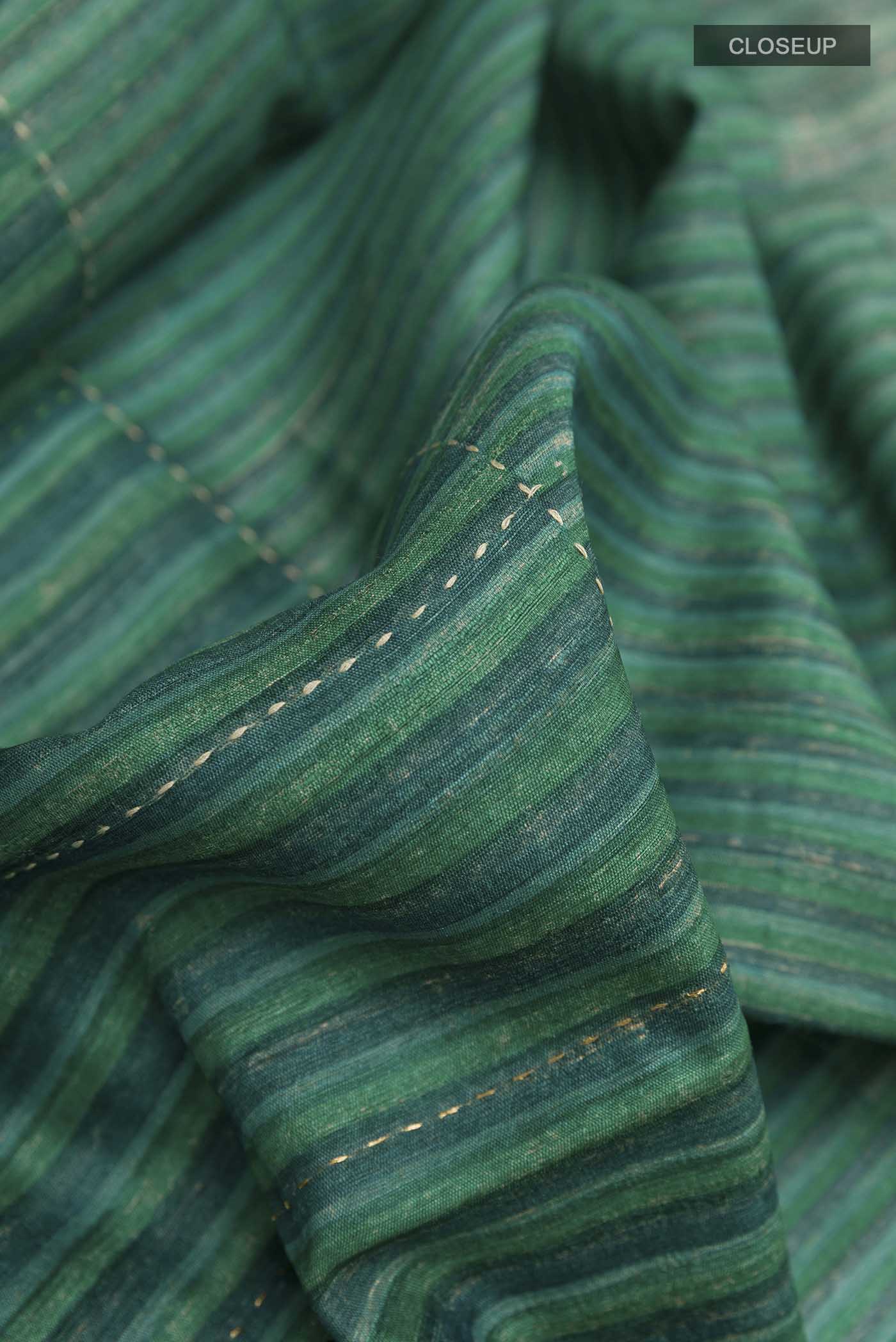 Green Tussar Saree - Image 2