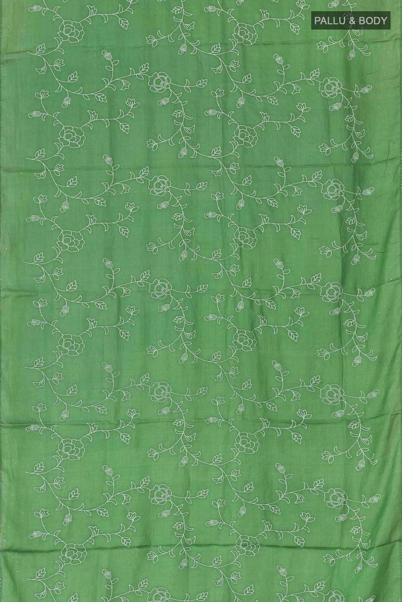 Green Tussar Saree - Image 3