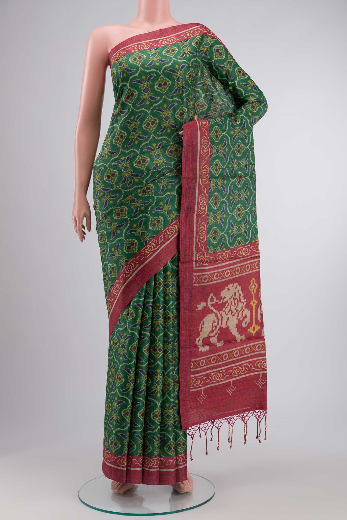 Green Tussar Silk Saree