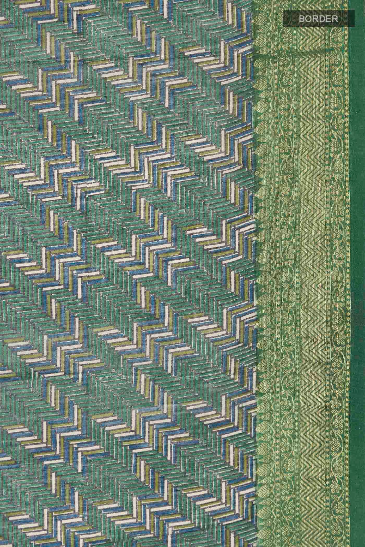 Green Tussar Silk Saree - Image 3