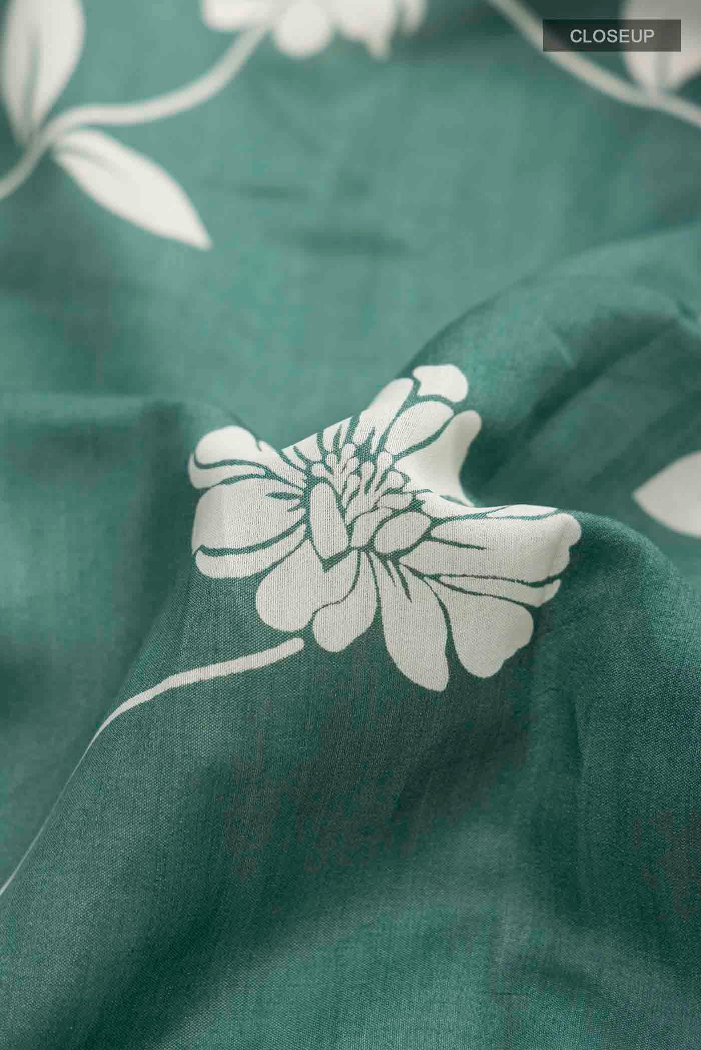 Green Tussar Silk Saree - Image 2