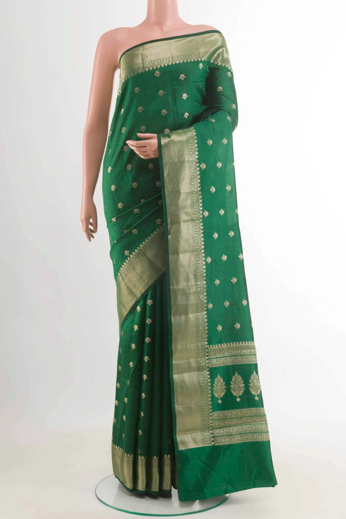 Green Banarasi Raw Silk Saree