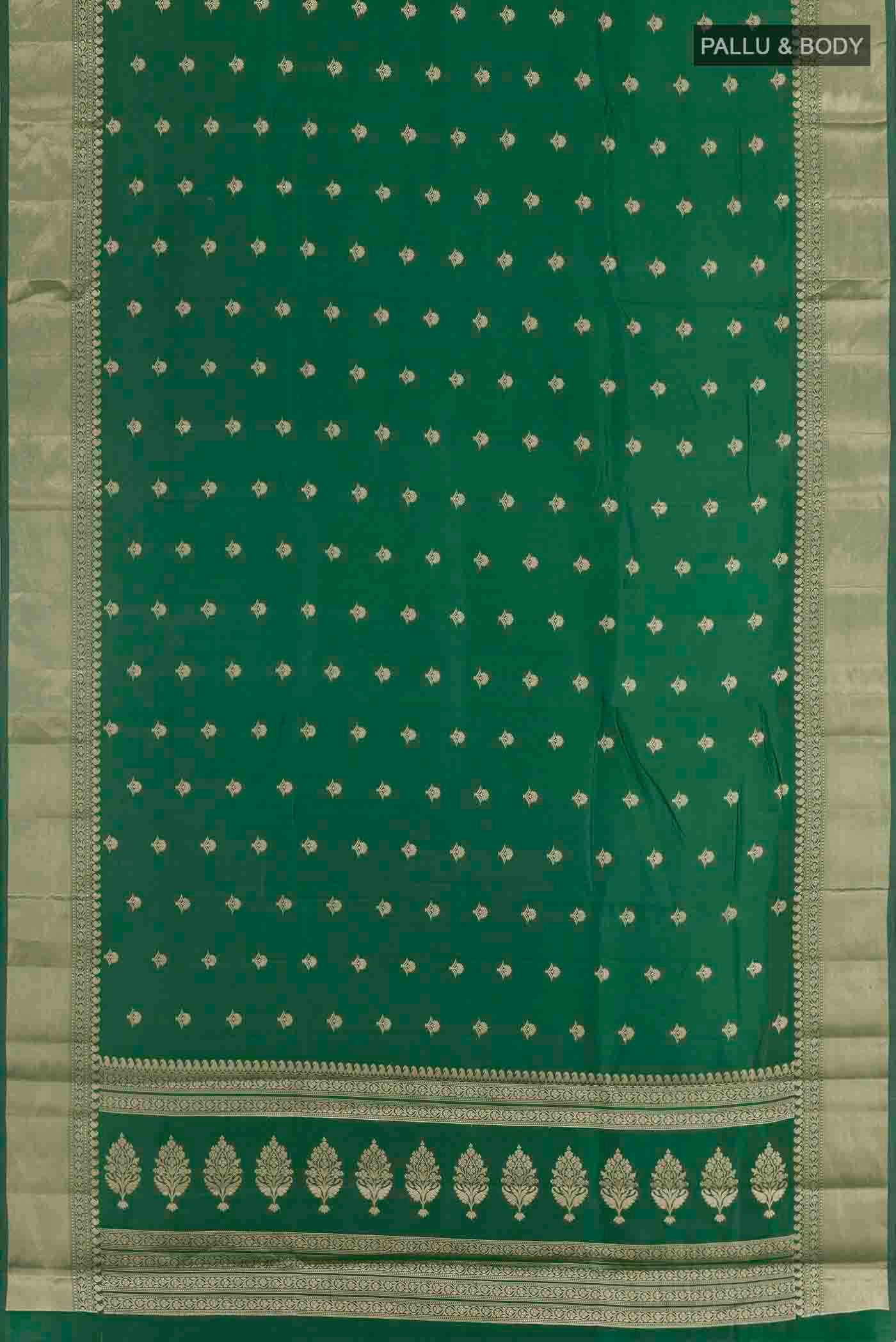 Green Banarasi Raw Silk Saree - Image 3