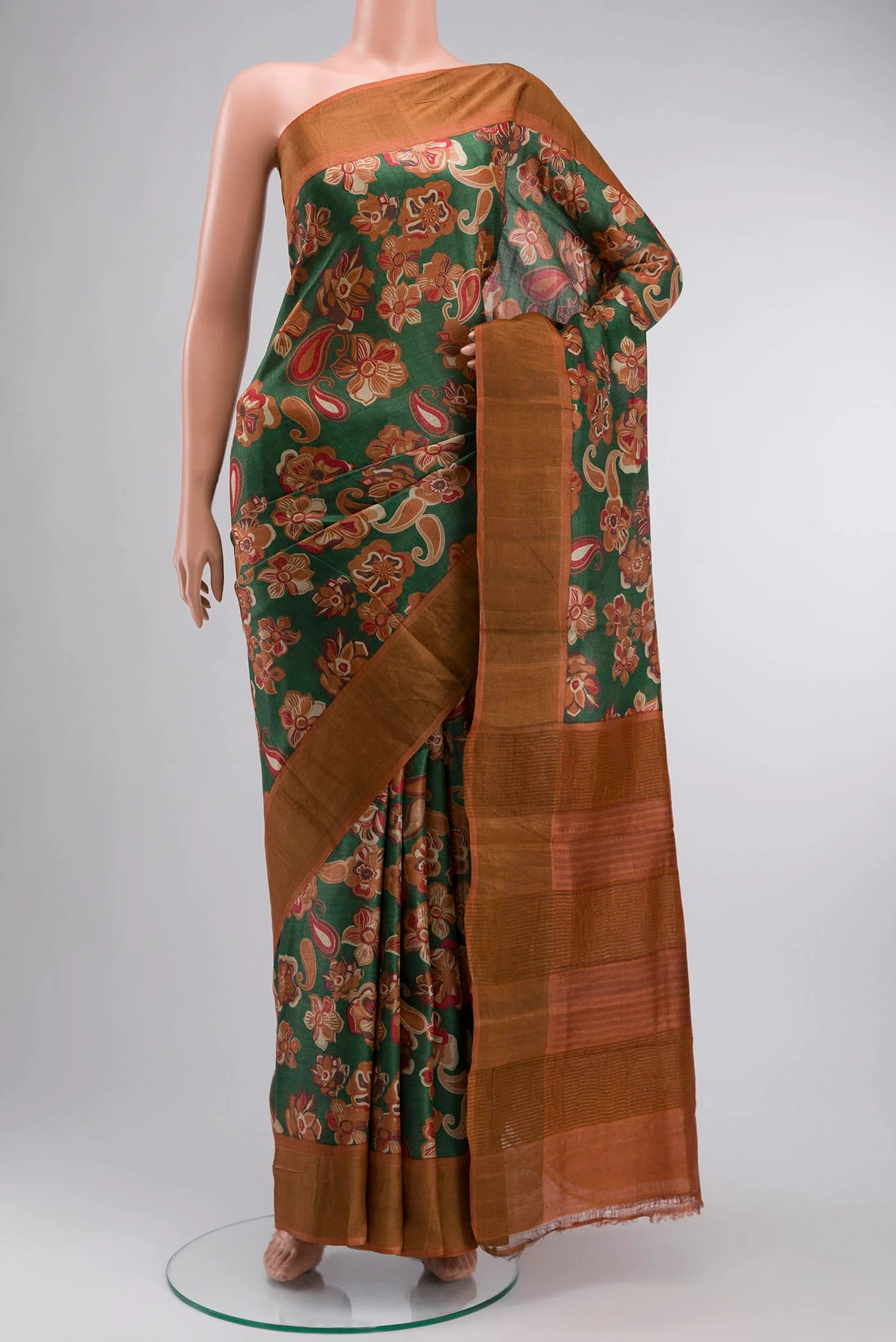 Green Tussar Silk Saree