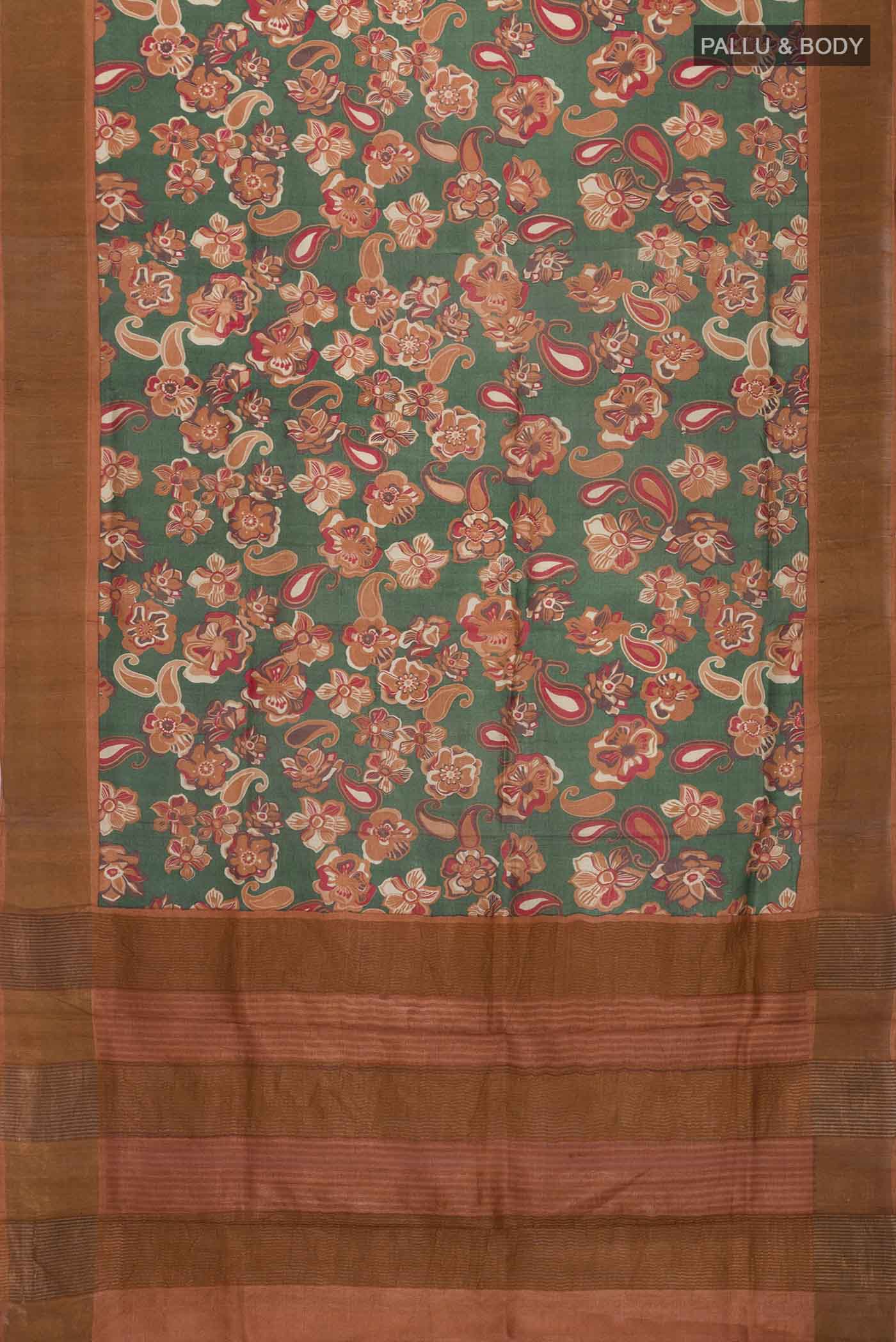 Green Tussar Silk Saree - Image 5