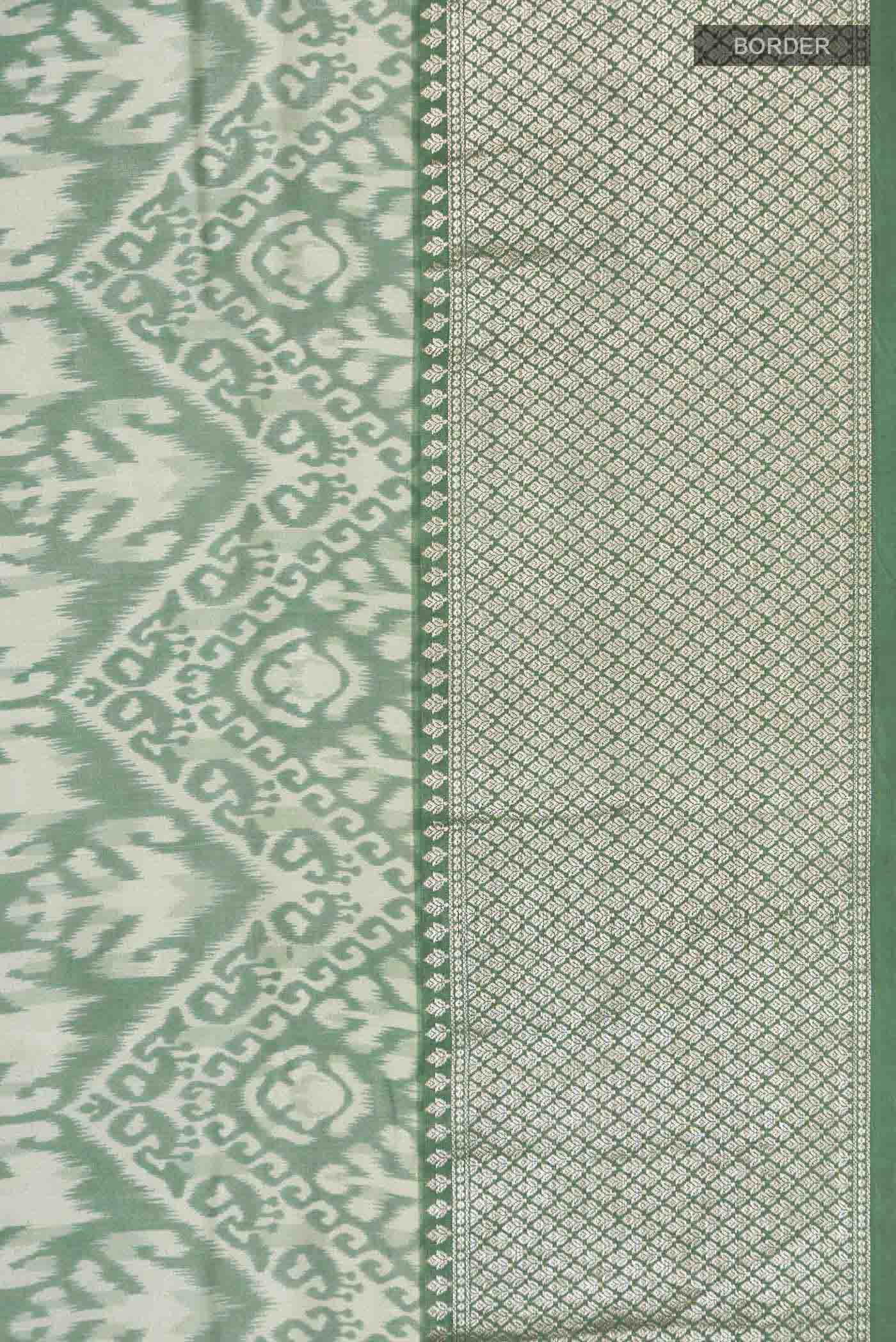 Green Tussar Silk Saree - Image 3