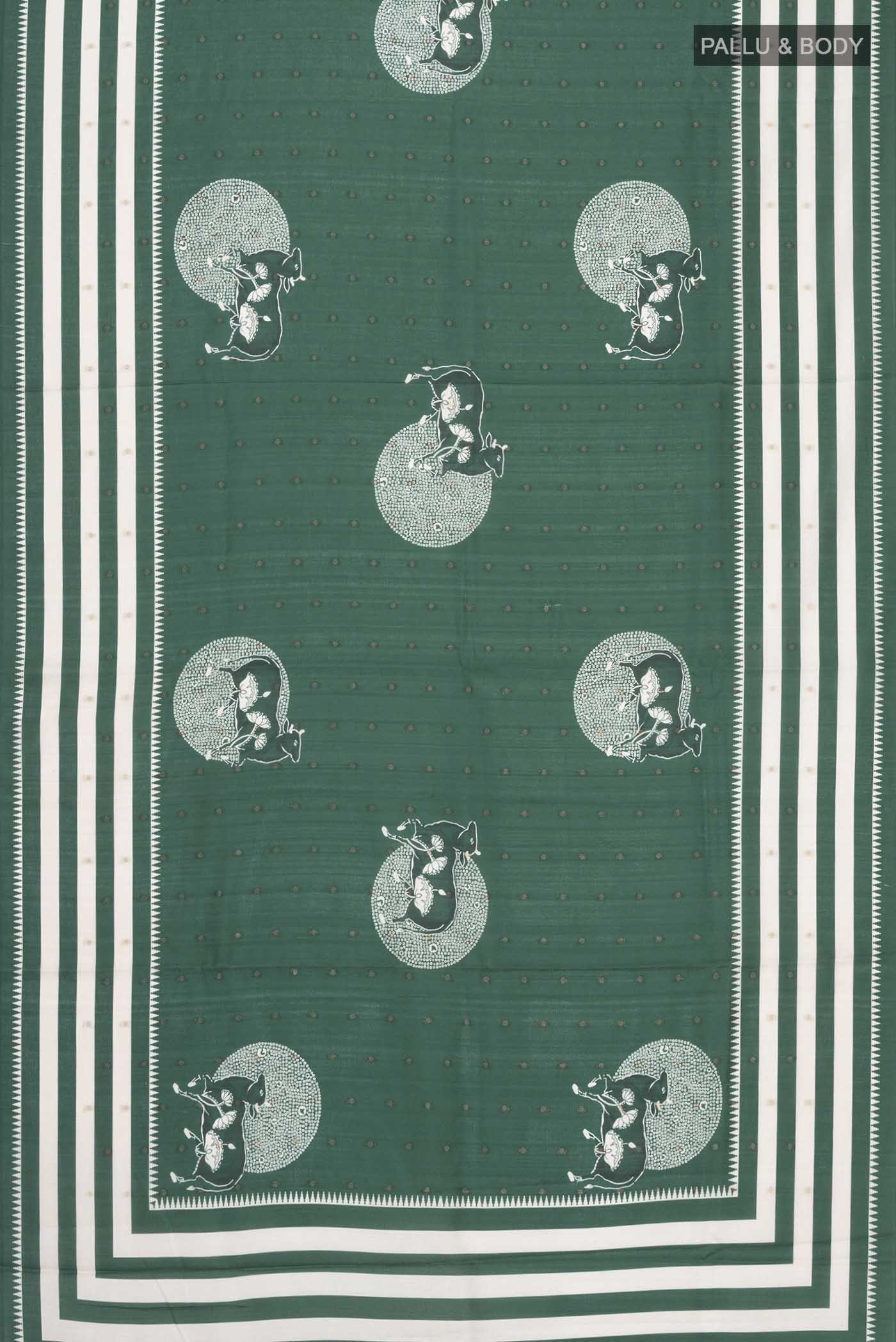 Green Tussar Silk Saree - Image 3