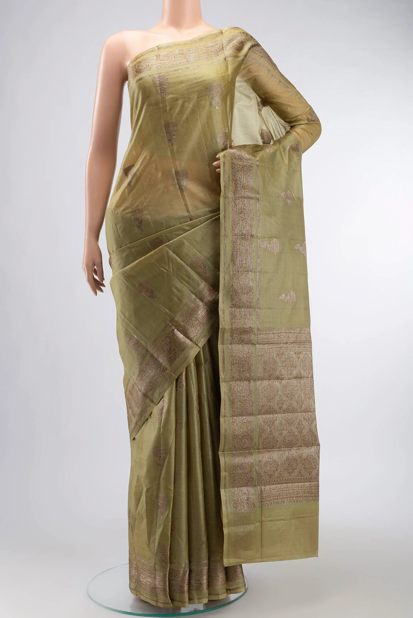 Green Tussar Silk Saree