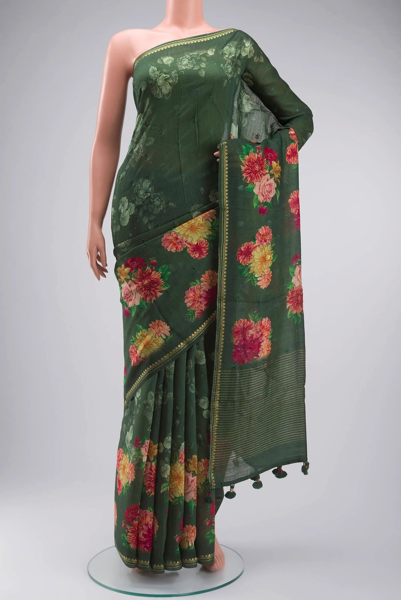 Green Tussar Silk Saree