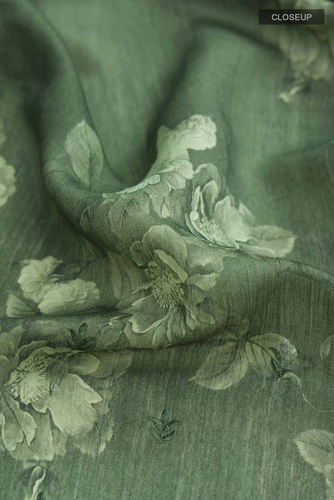 Green Tussar Silk Saree - Image 2