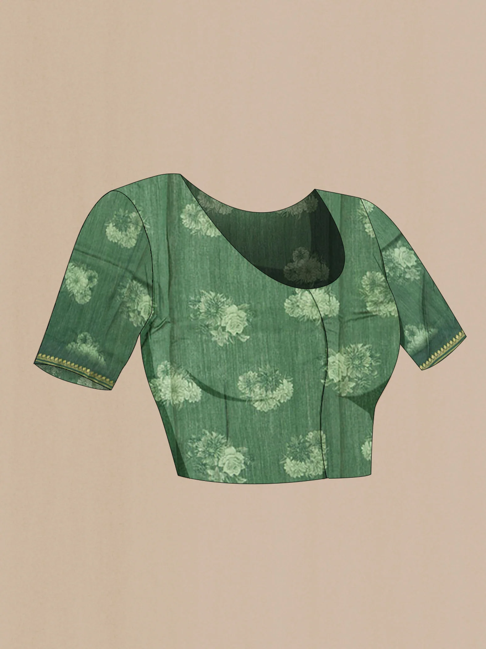 Green Tussar Silk Saree - Image 4