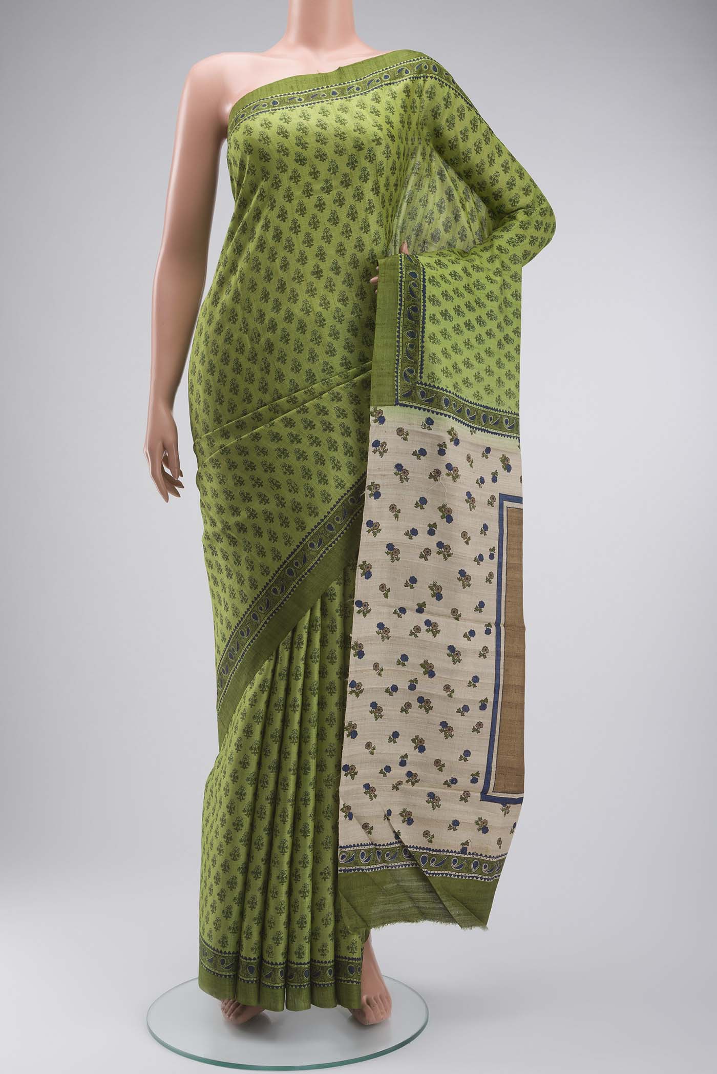 Green Tussar Silk Saree