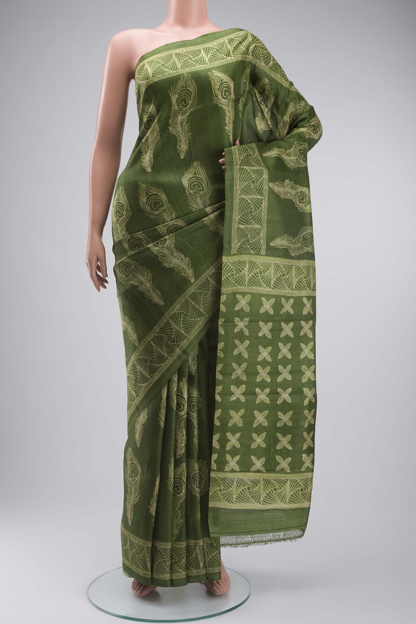 Green Tussar Silk Saree