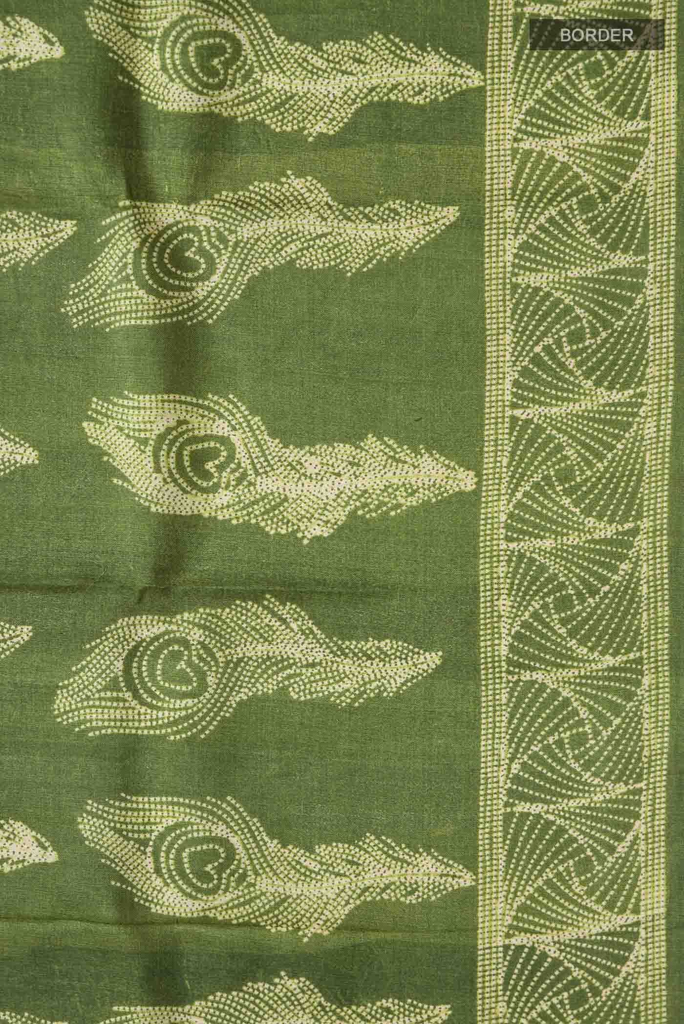 Green Tussar Silk Saree - Image 3
