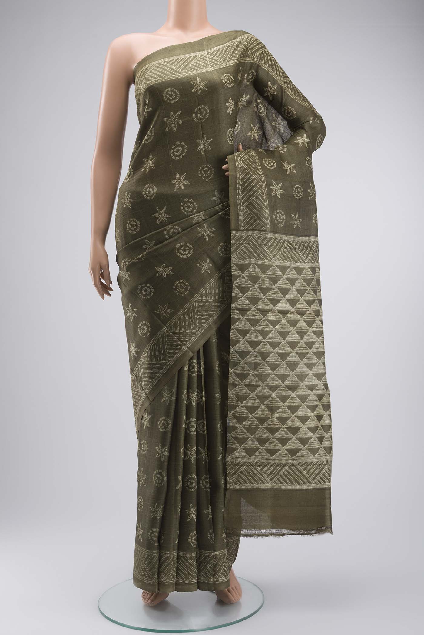 Green Tussar Silk Saree