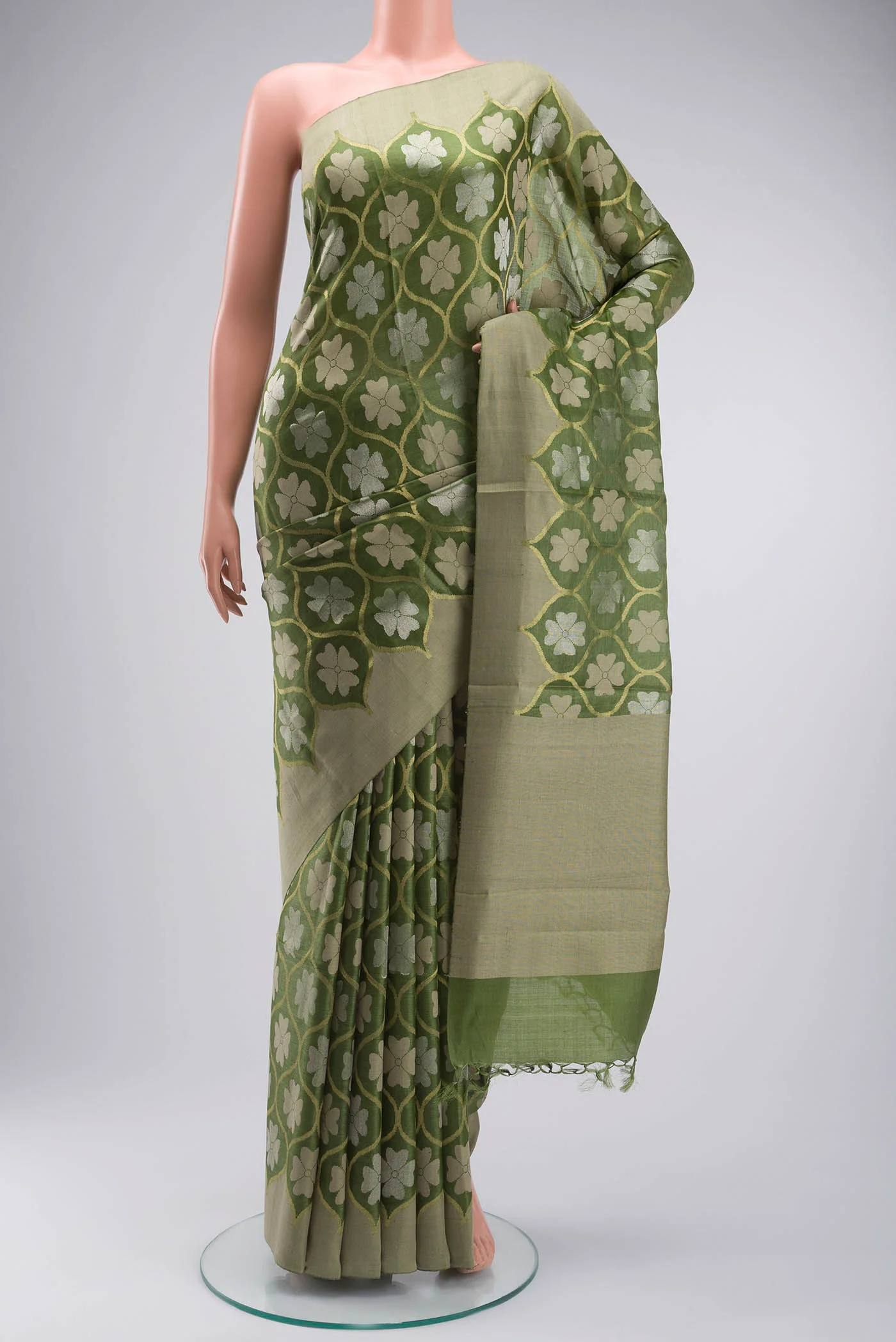 Green Tussar Silk Saree