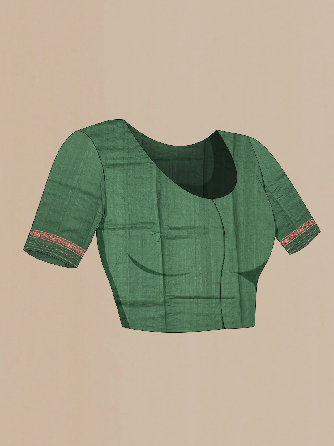 Green Tussar Silk Saree - Image 5