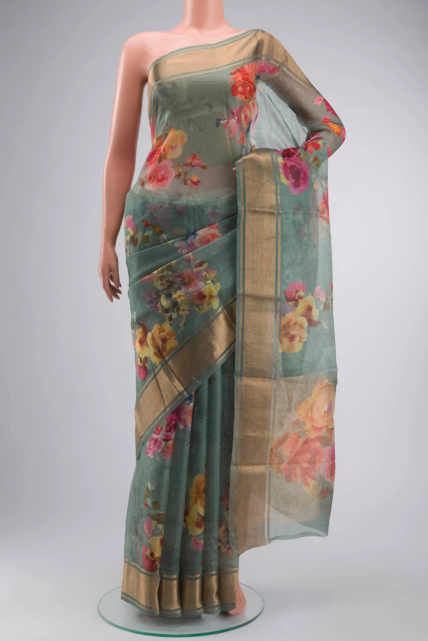 Green Tussar Silk Saree