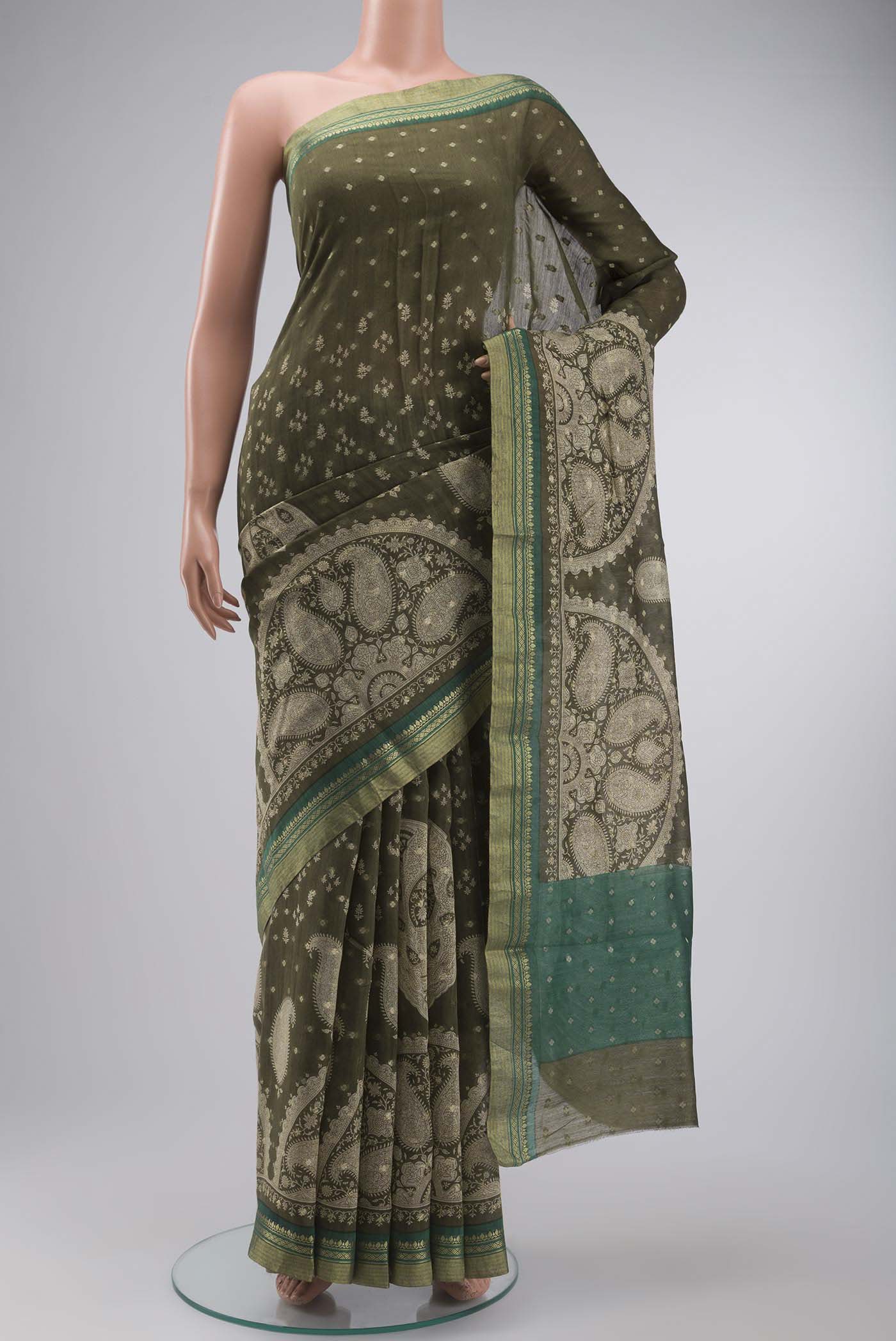 Green Tussar Silk Saree