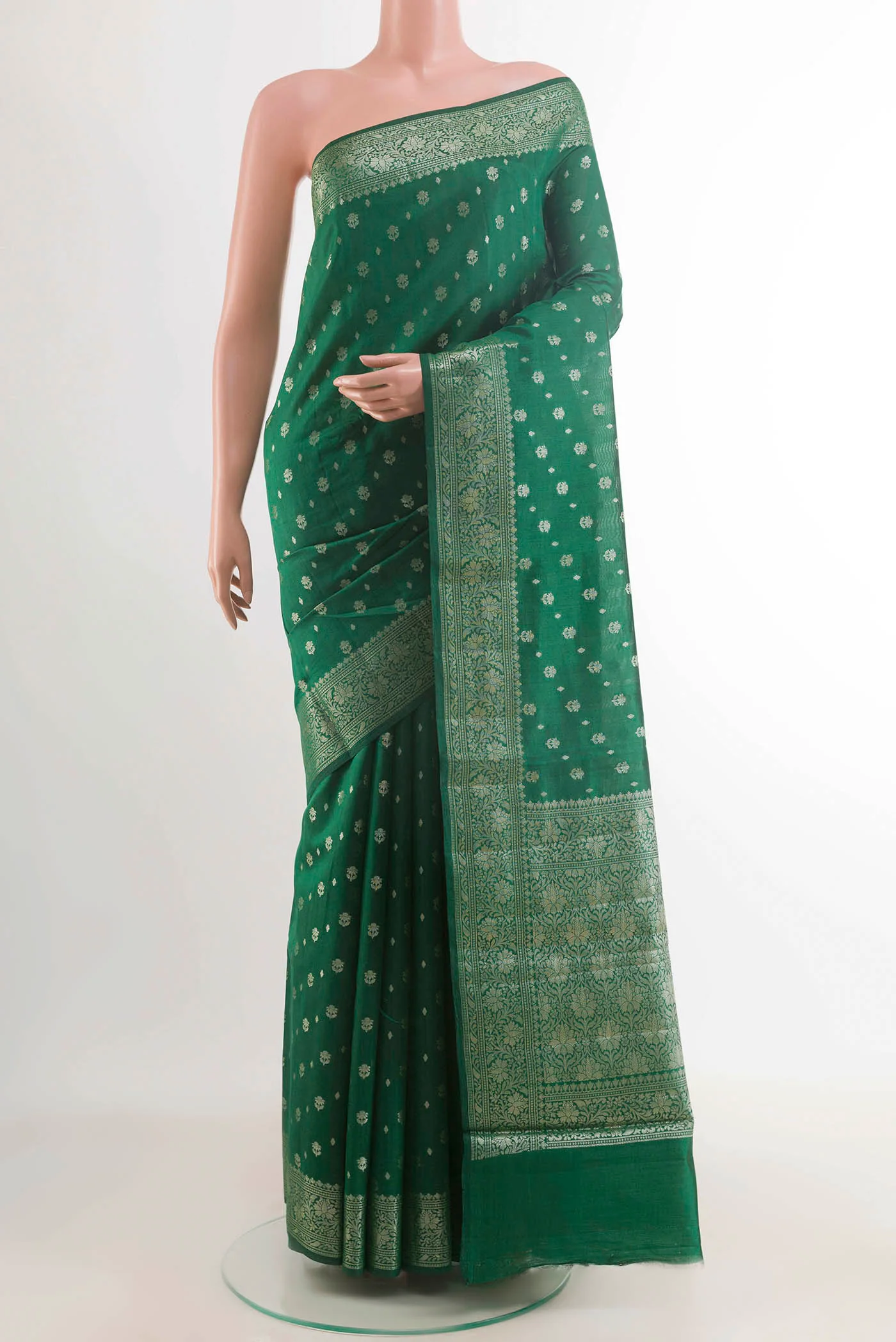 Green Banarasi Raw Silk Saree