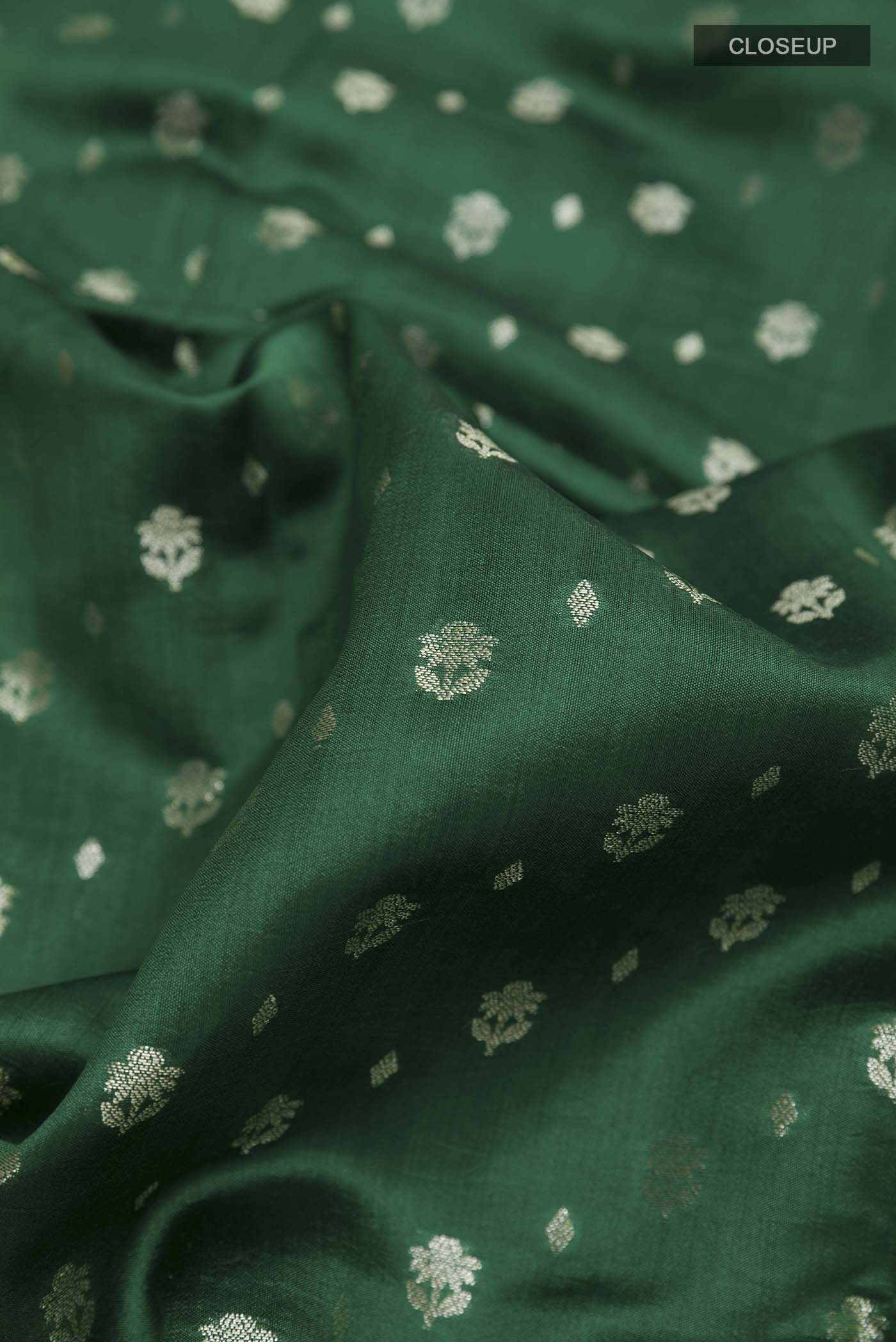 Green Banarasi Raw Silk Saree - Image 2
