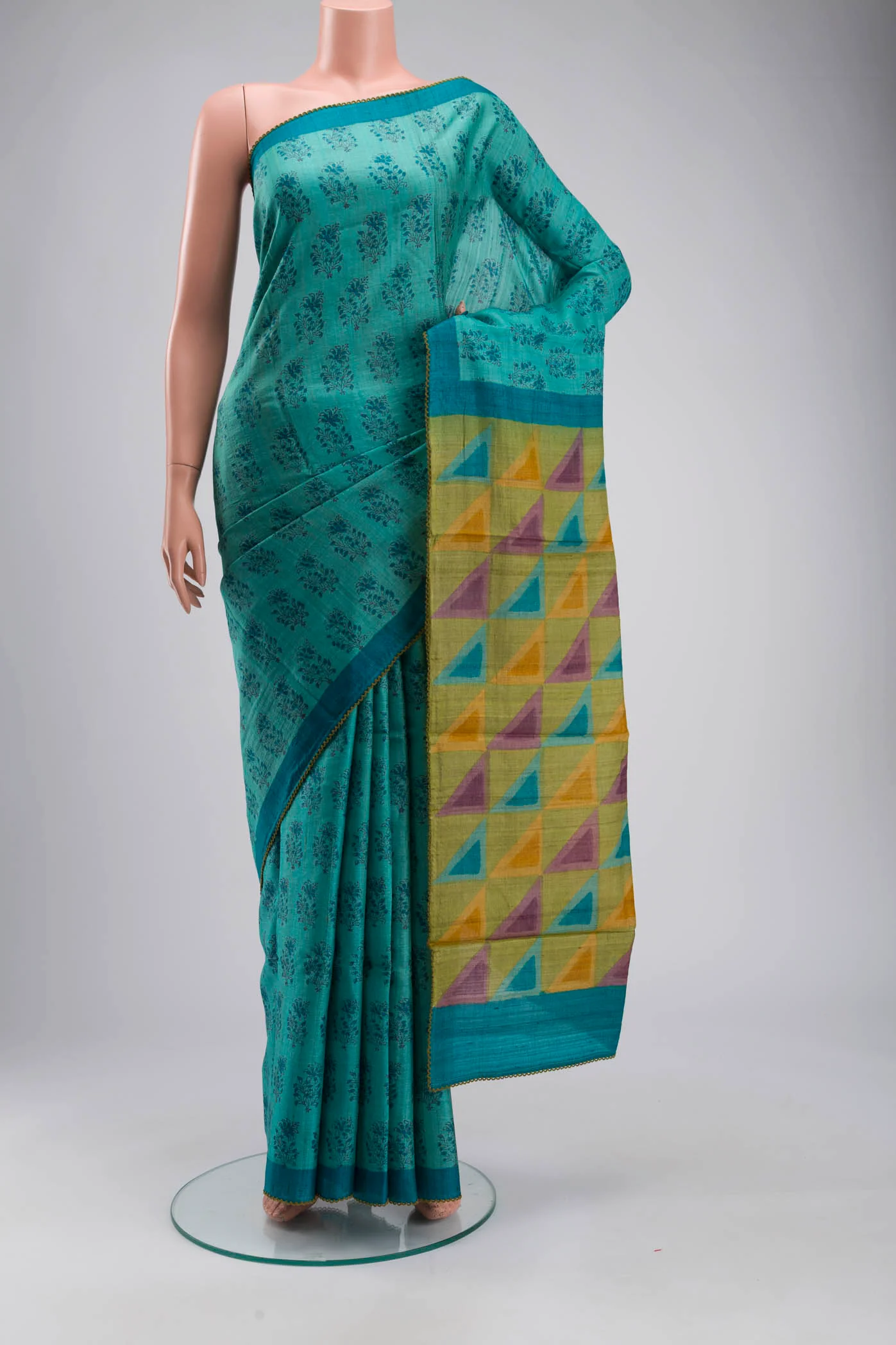 Green Tussar Silk Saree