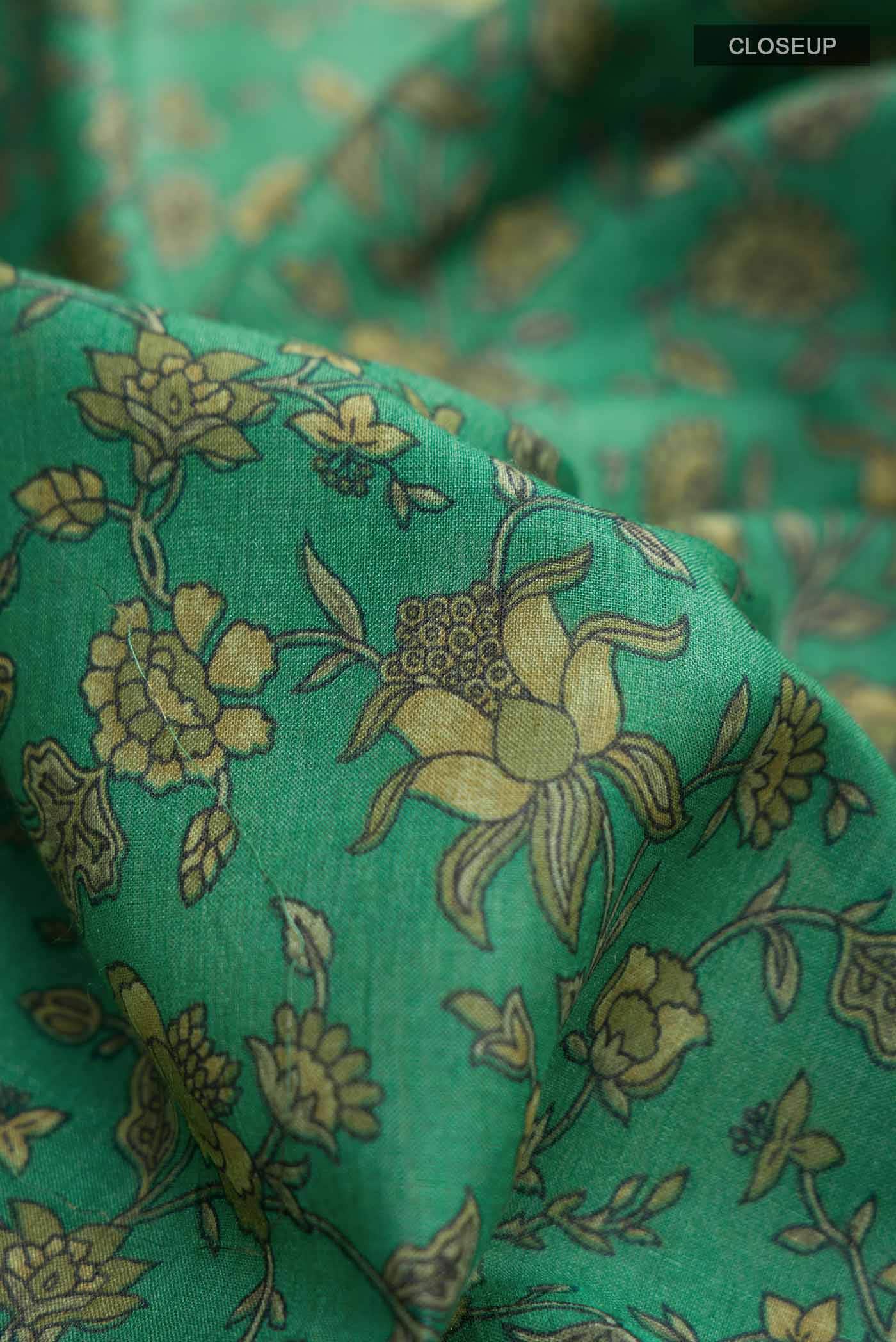 Green Tussar Silk Saree - Image 2