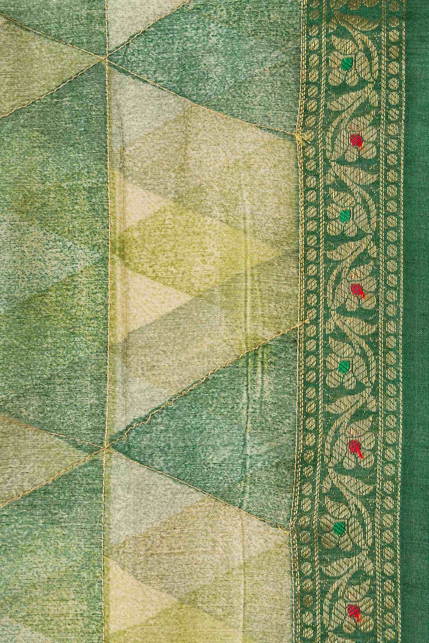 Green Tussar Silk Saree - Image 3