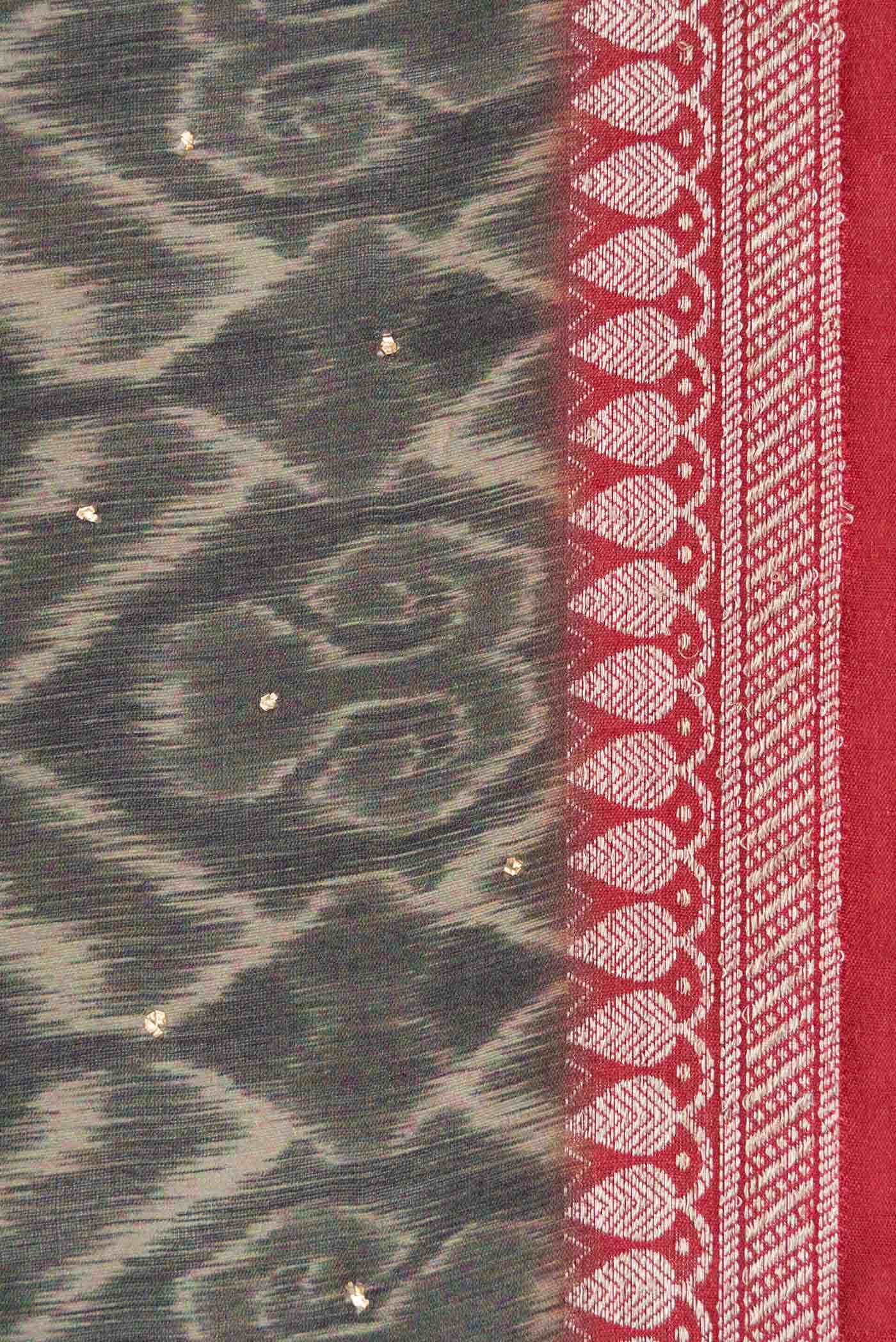 Green Tussar Silk Saree - Image 3