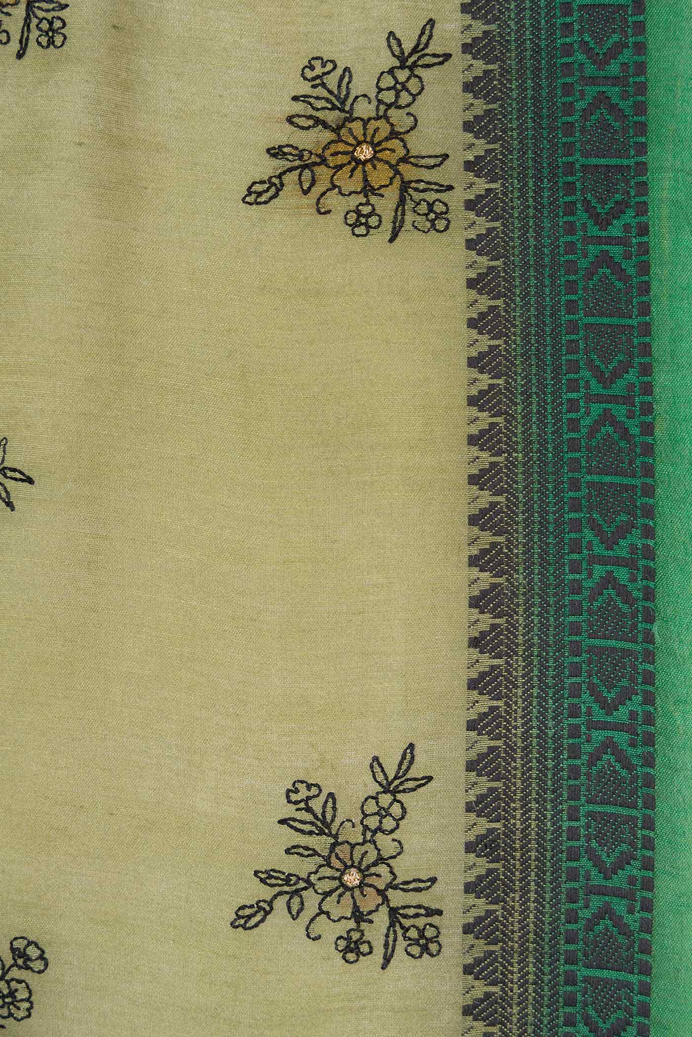 Green Tussar Silk Saree - Image 3