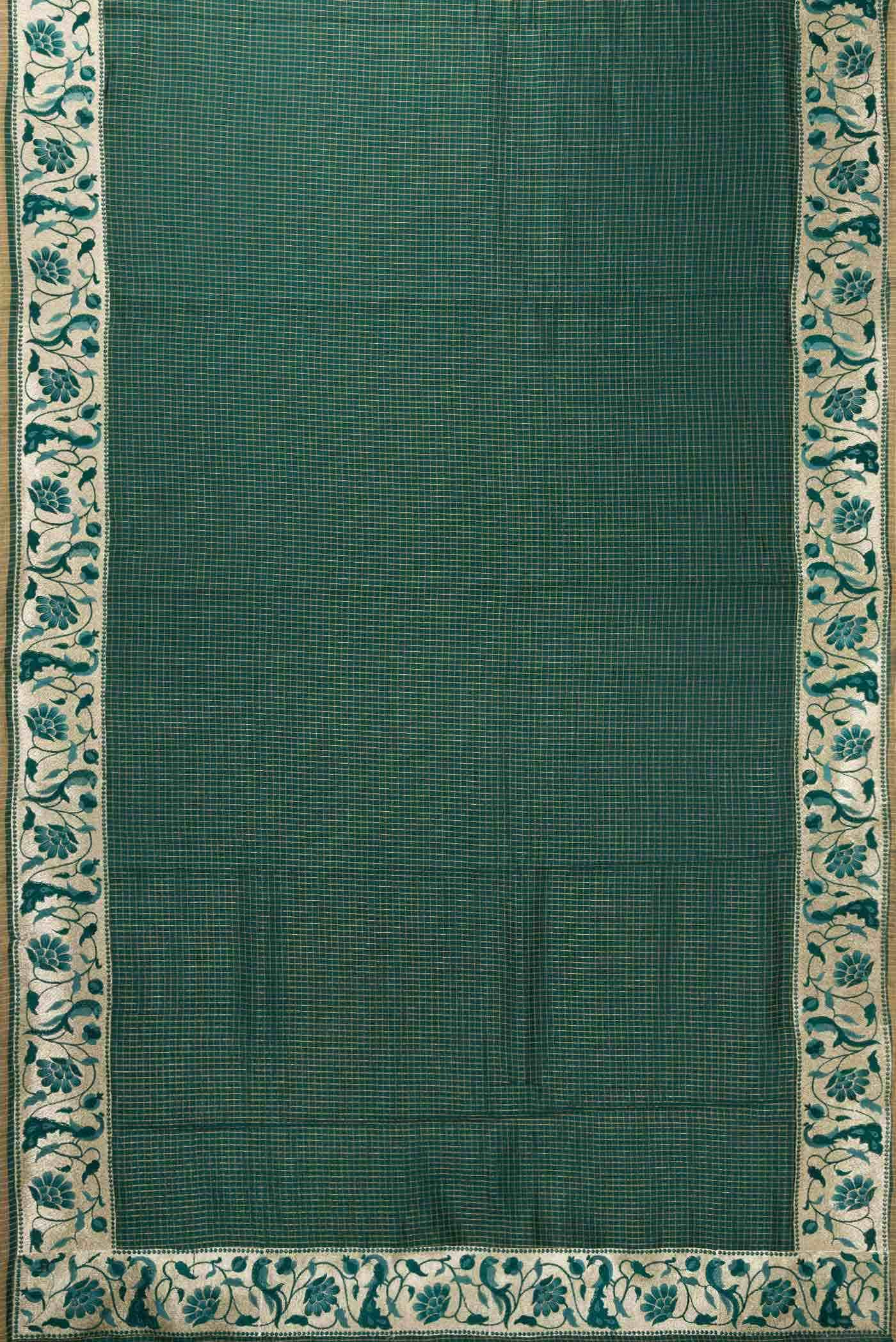 Green Tussar Silk Saree - Image 4