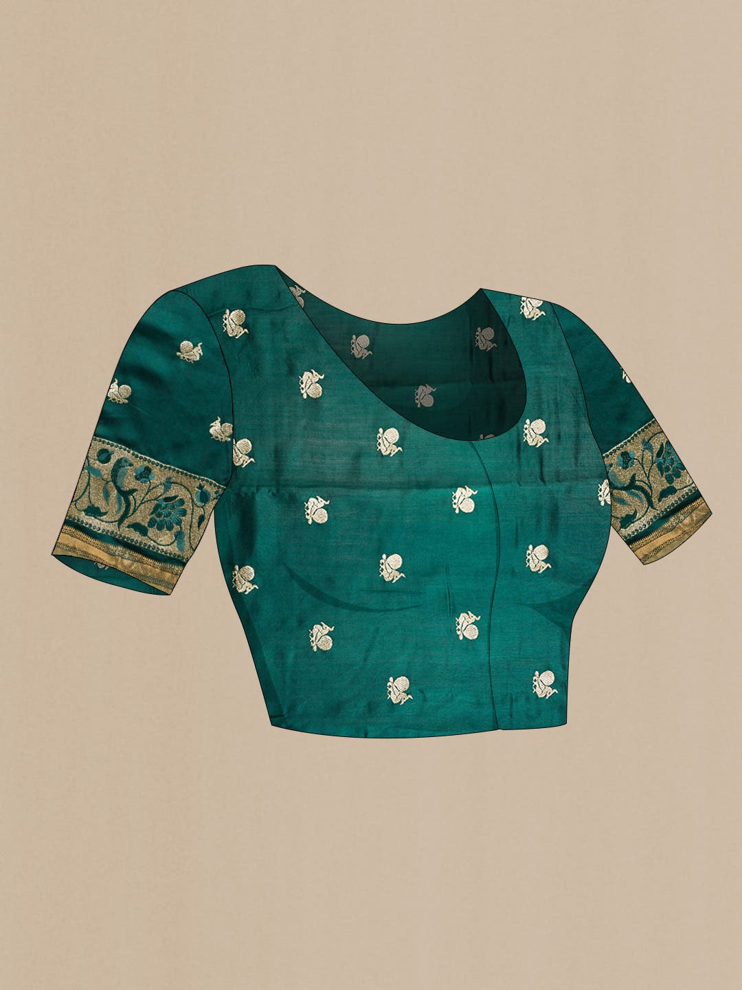 Green Tussar Silk Saree - Image 6