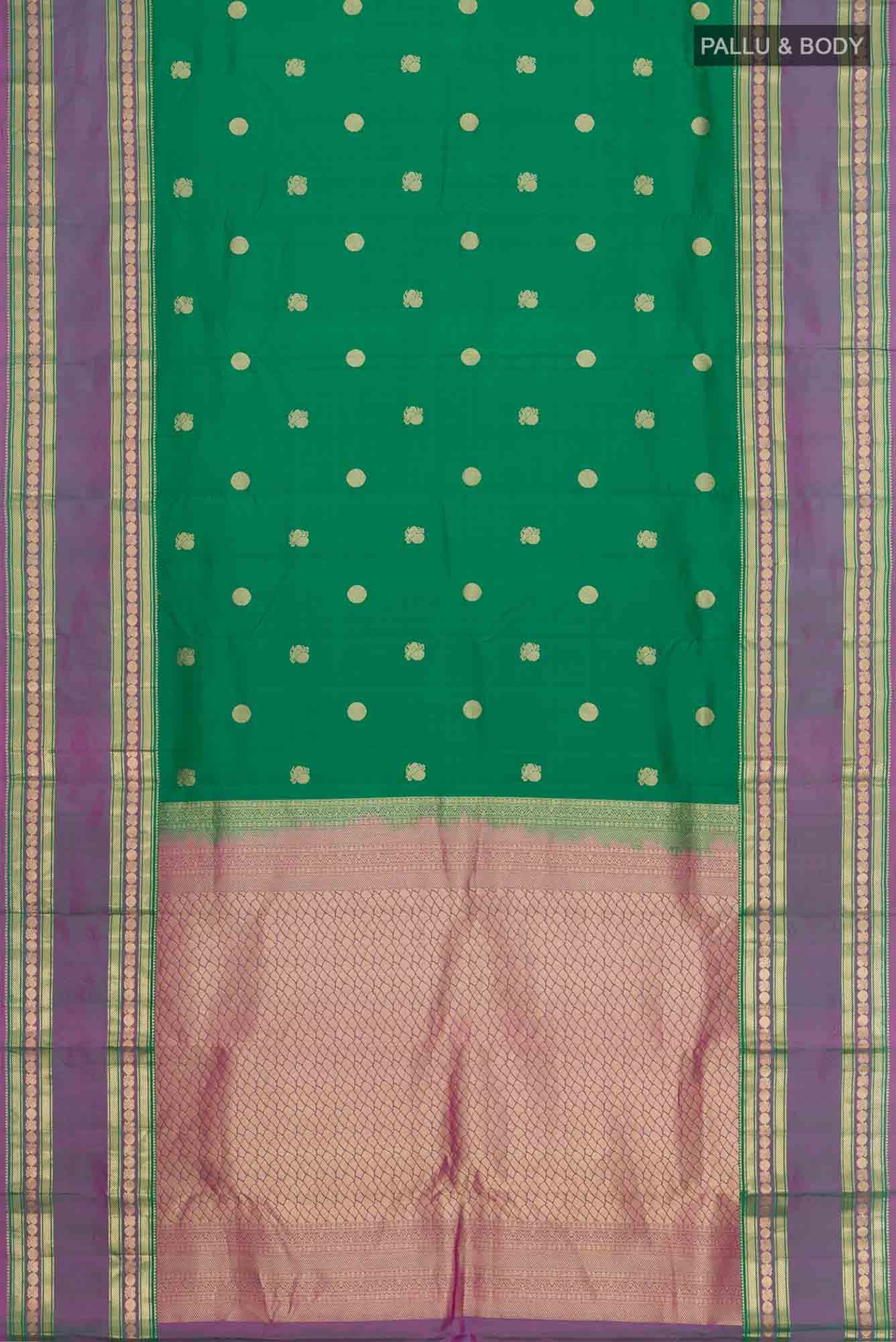 Green Kanchipuram Silk Saree - Image 4