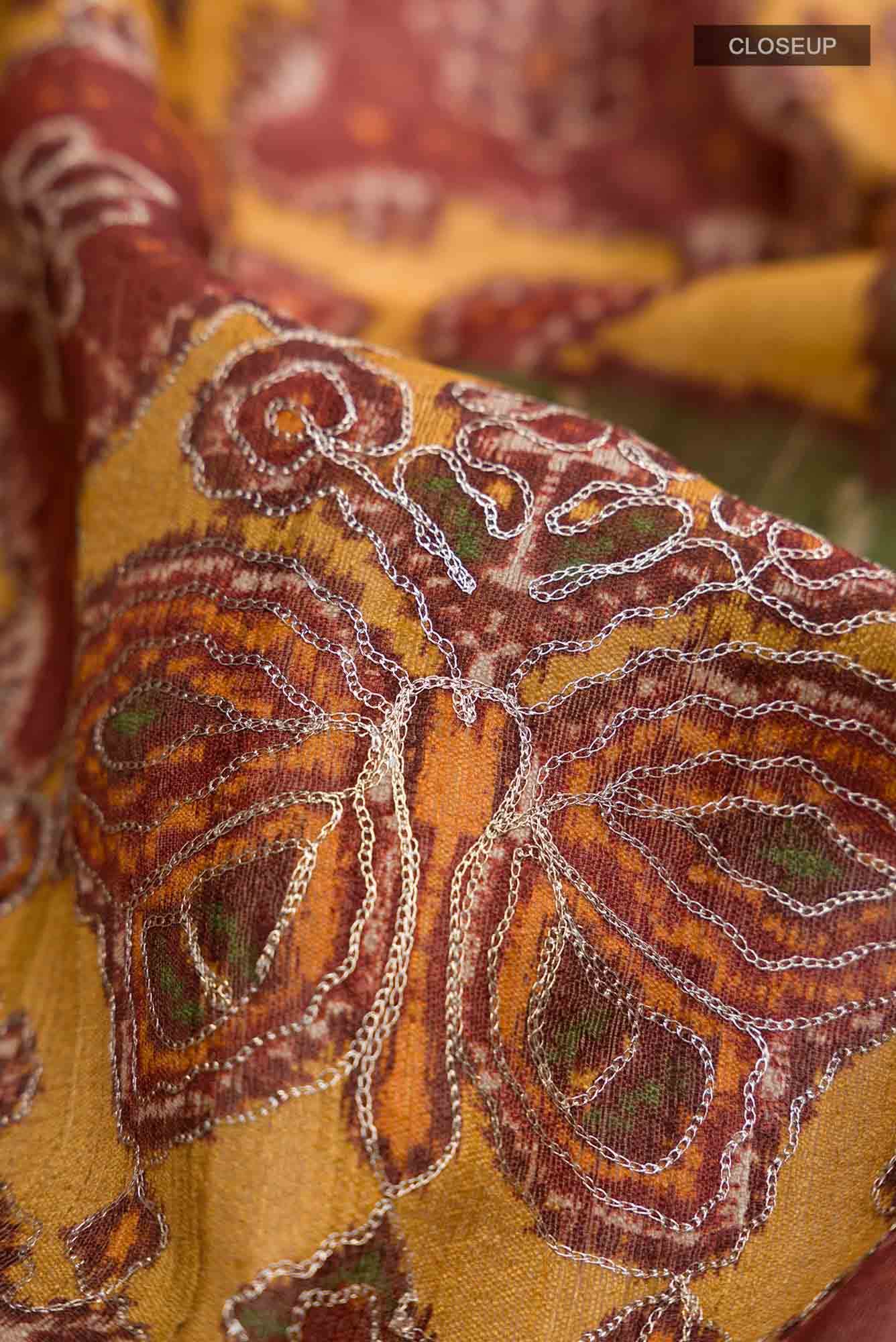 Green Tussar Silk Saree - Image 3