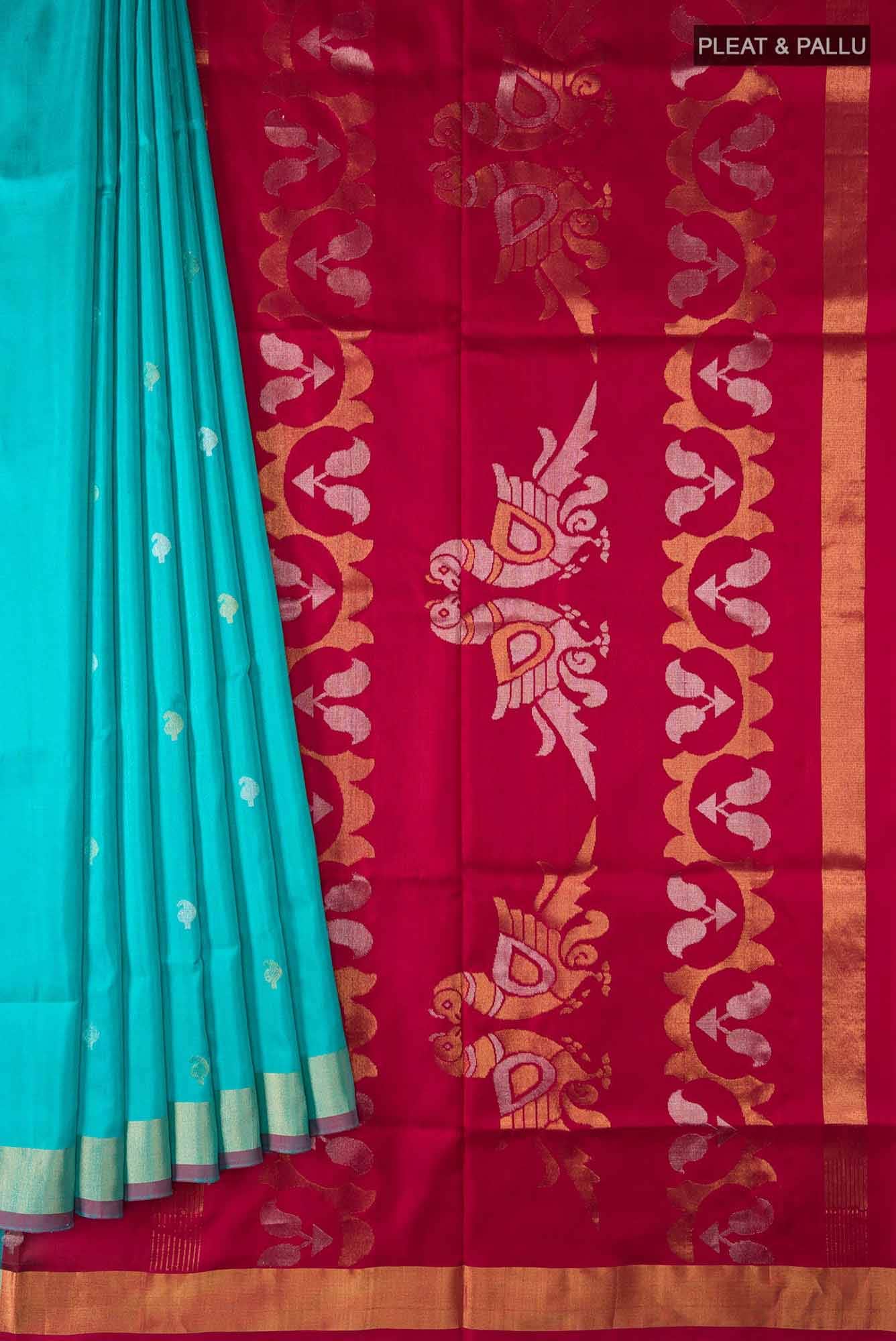 Green Uppada Silk Saree - Image 2