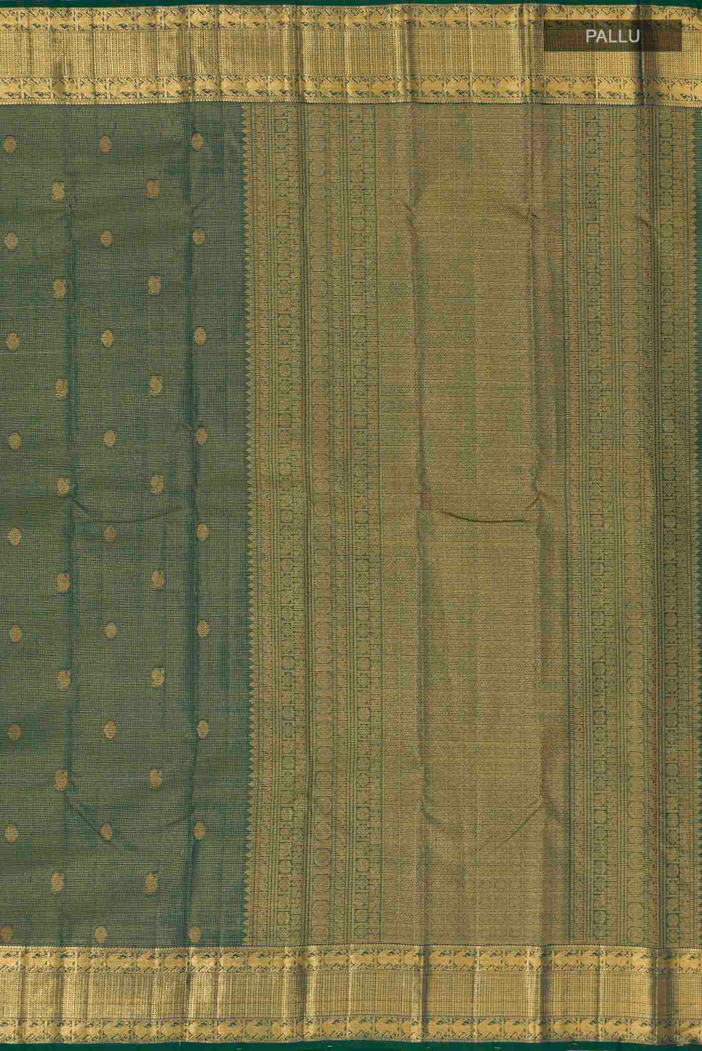 Green With Blue Color Kanchipuram Silk Saree - Image 6