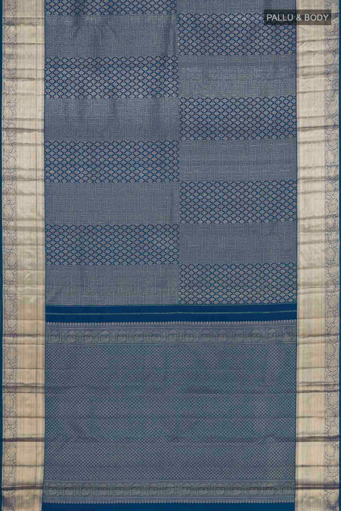 Blue Kanchipuram Silk Saree - Image 5