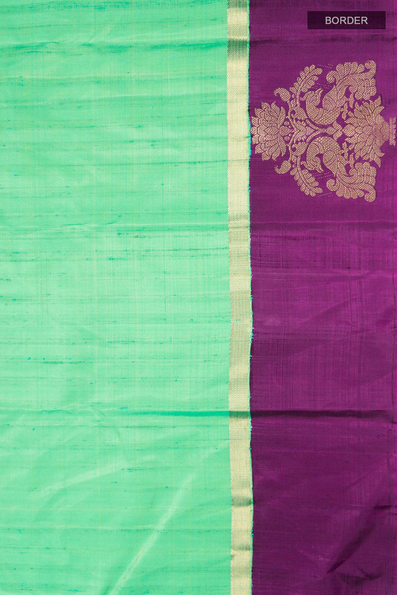 Green With Blue Dual Tone Kanchipuram Silk Saree - Image 6