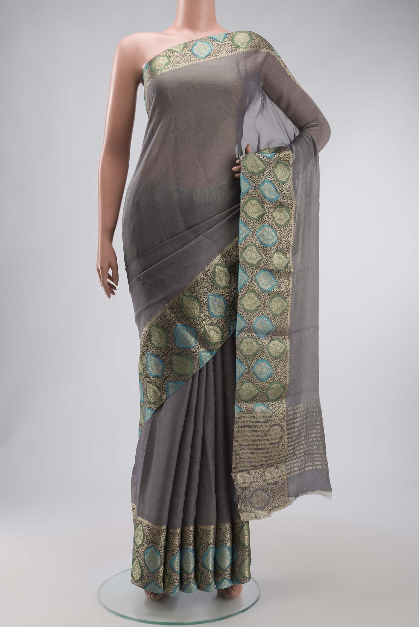Grey Banarasi Georgette Saree