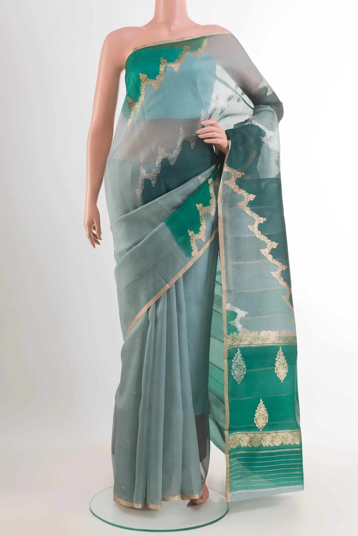 Multi Color Banarasi Kora Silk Saree