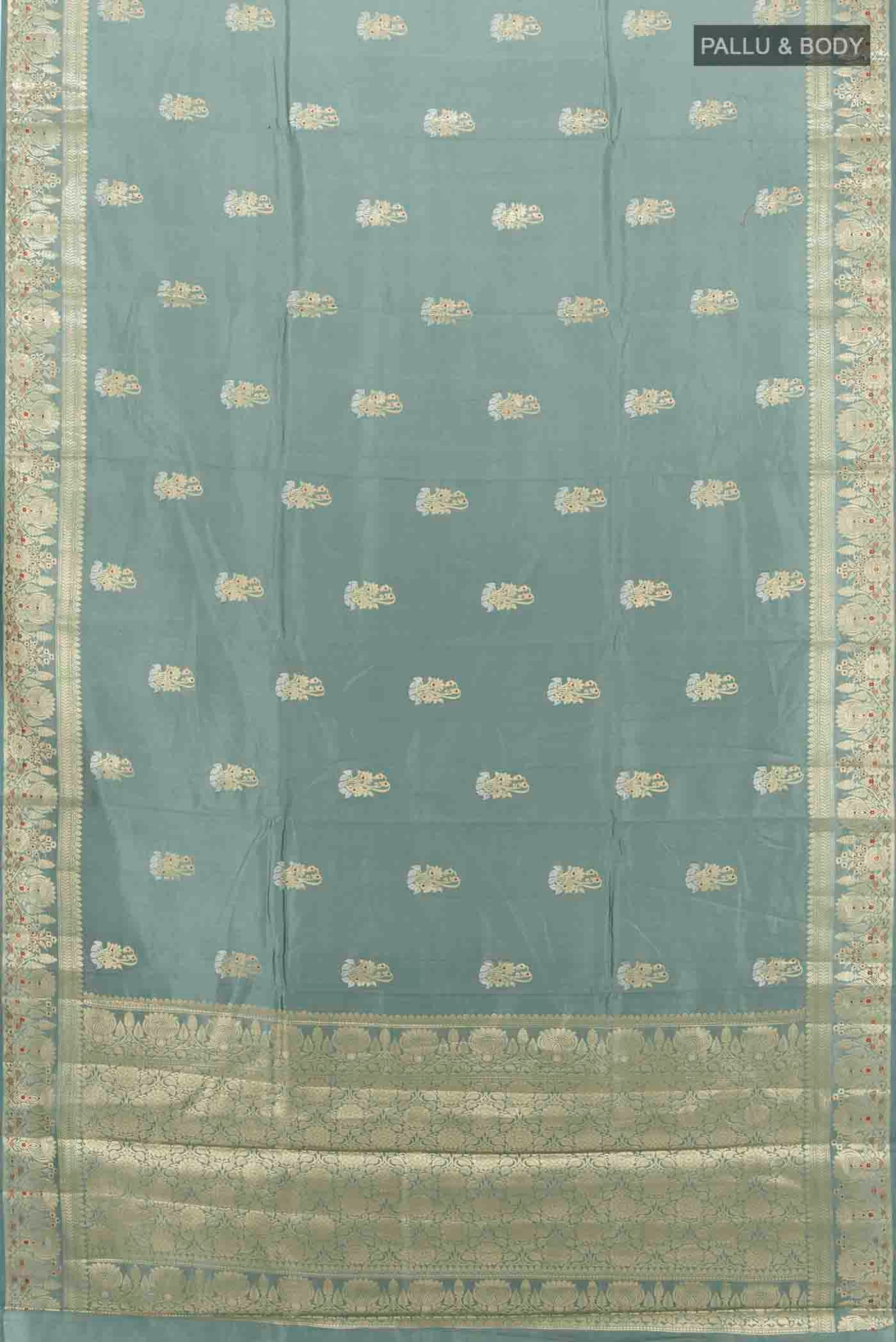 Grey Banarasi Raw Silk Saree - Image 5