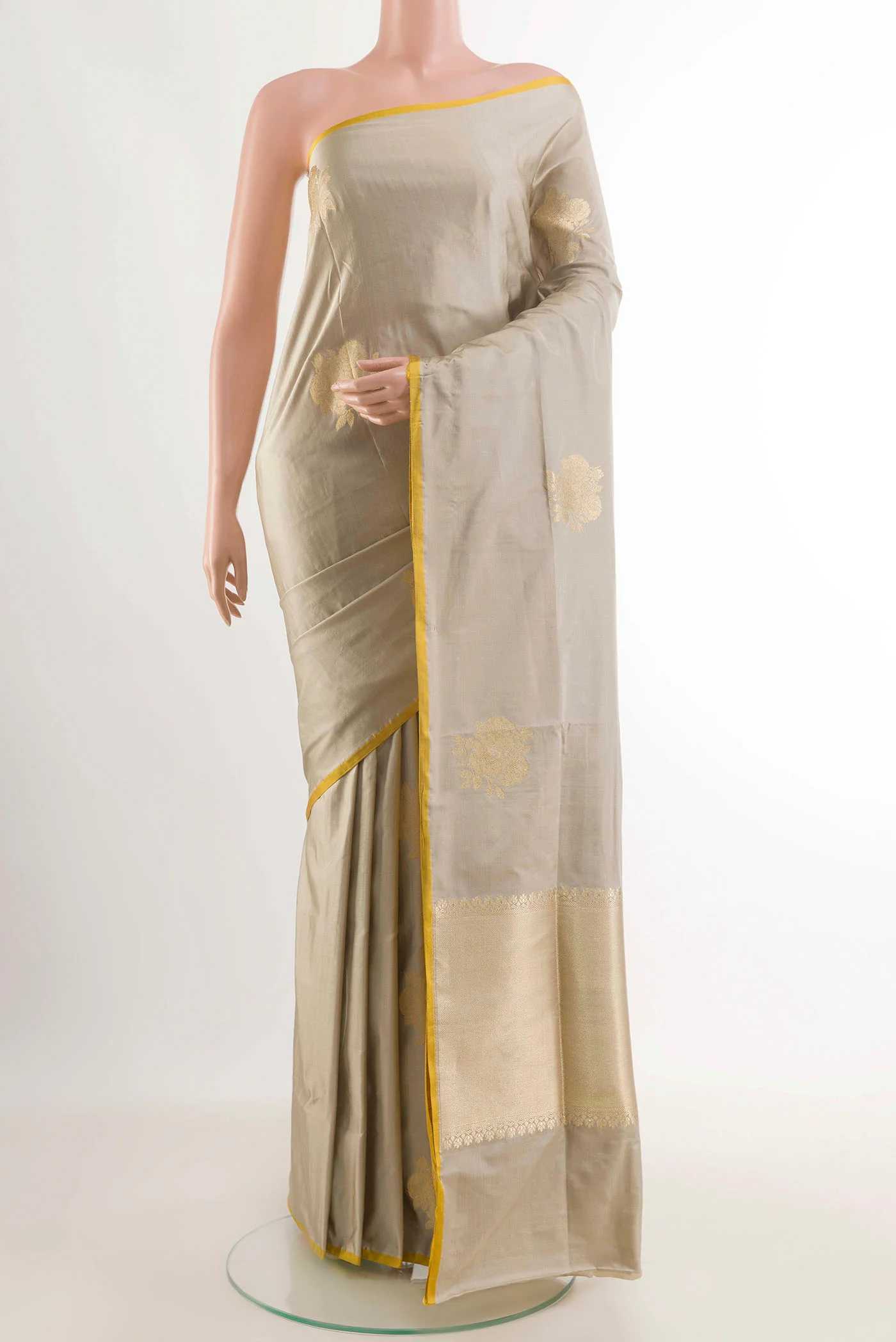 Beige Banarasi Silk Saree