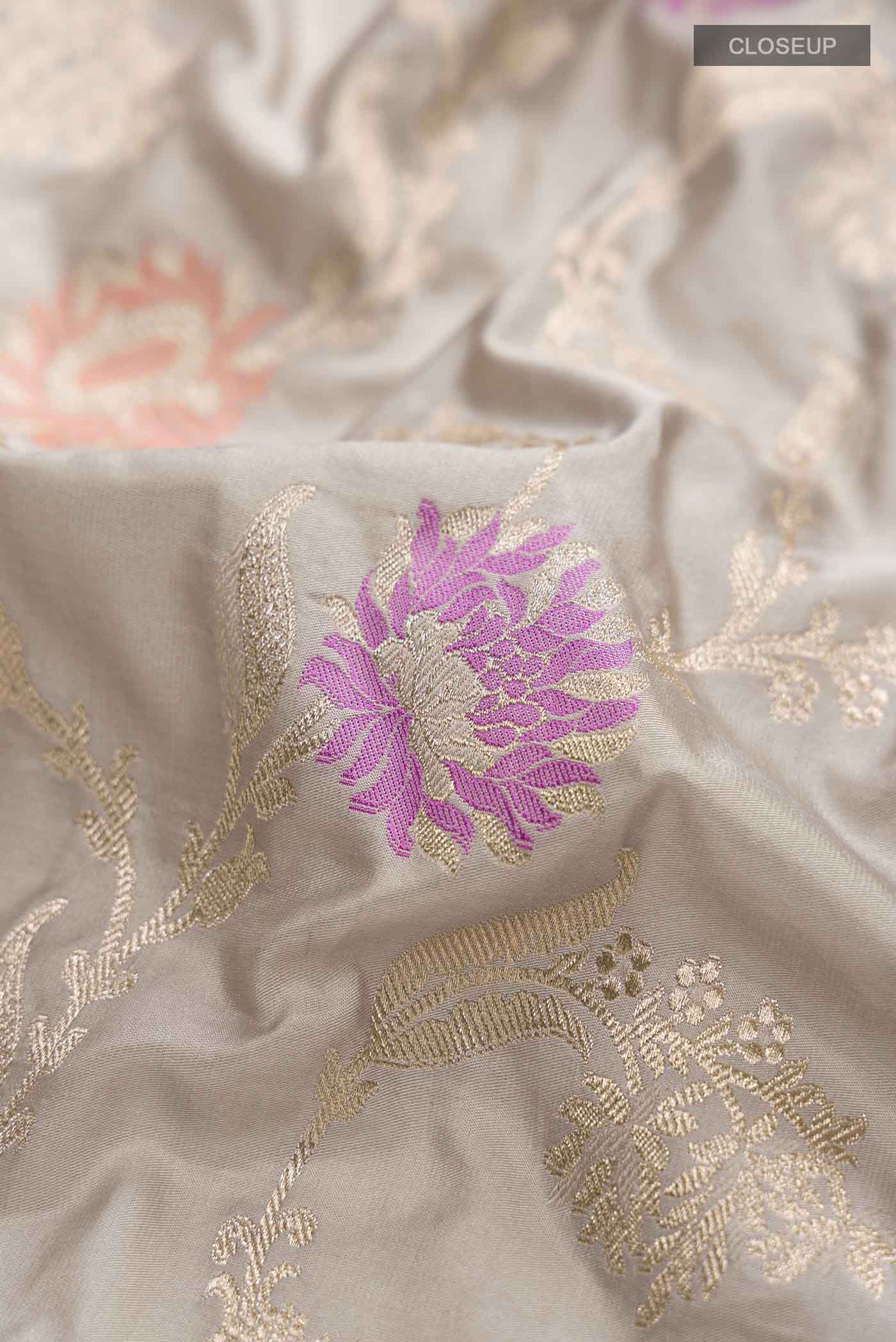 Grey Banarasi Silk Saree - Image 2